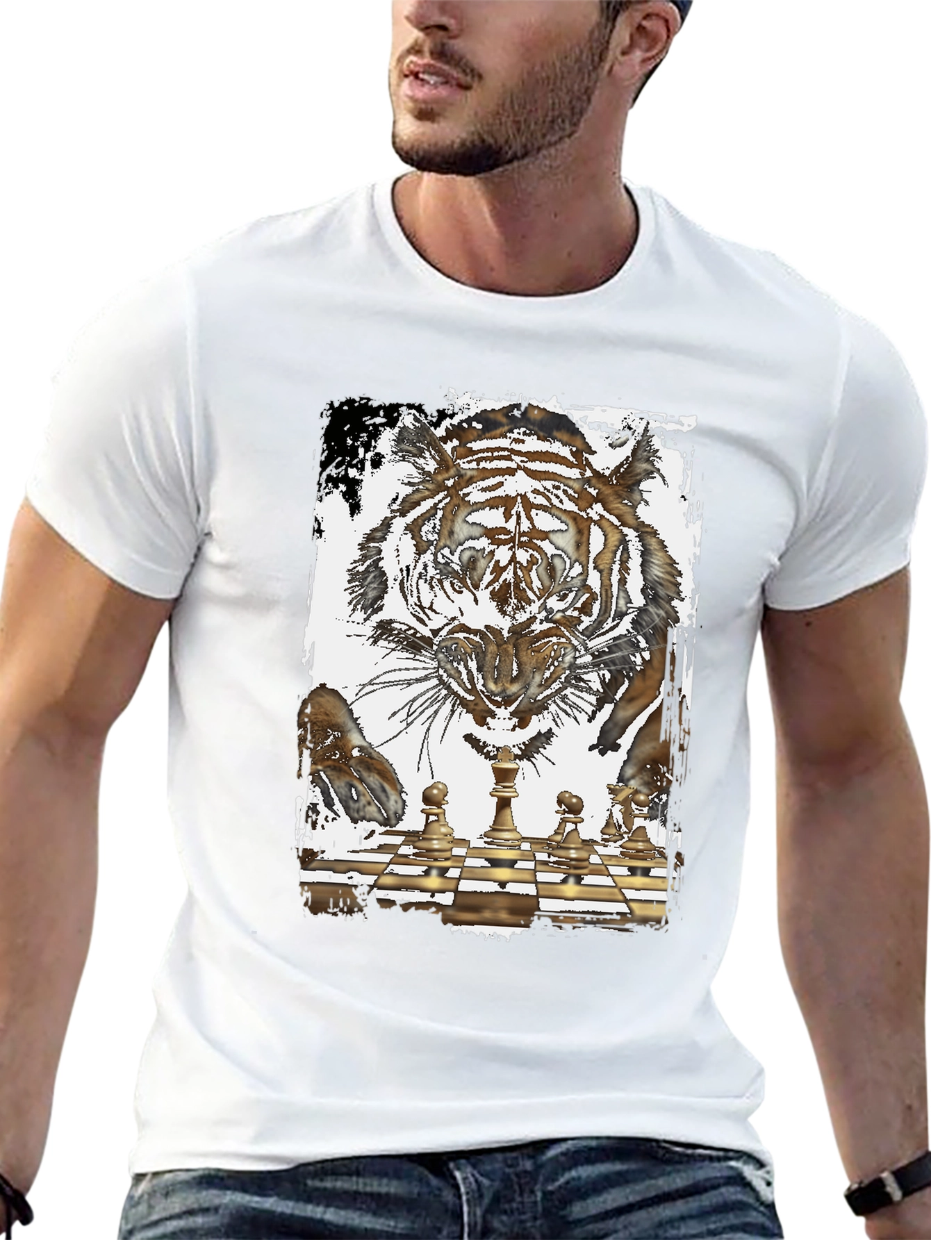 Black Tiger Chess Graphic T-Shirt view 13