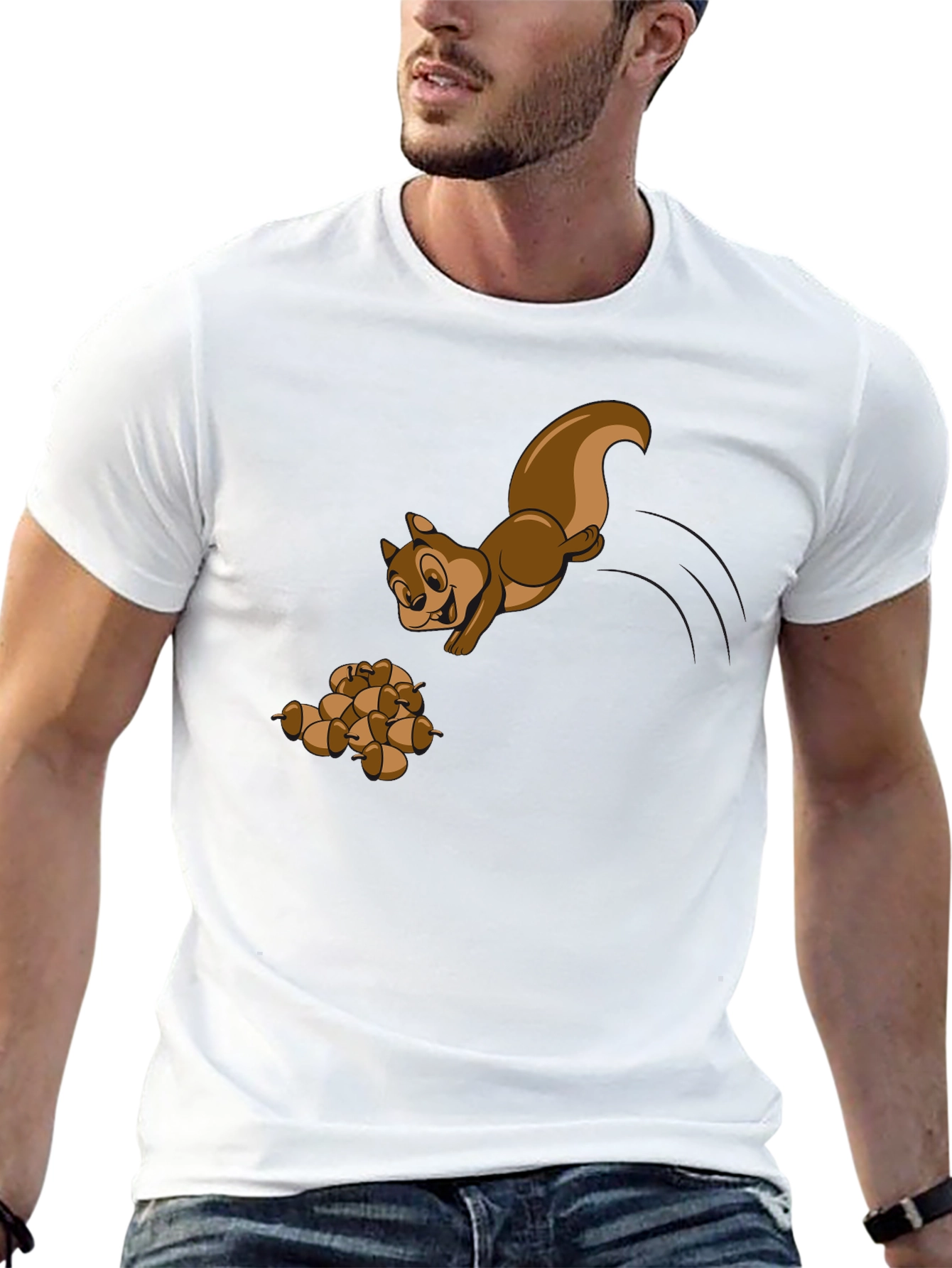 Black Squirrel and Acorns Graphic Tee - Black view 13