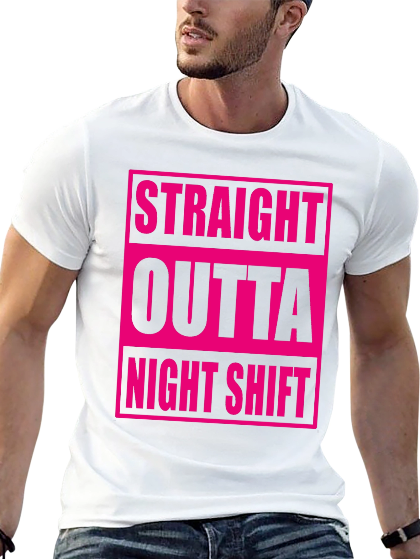 Black Straight Outta Night Shift Graphic Tee view 13