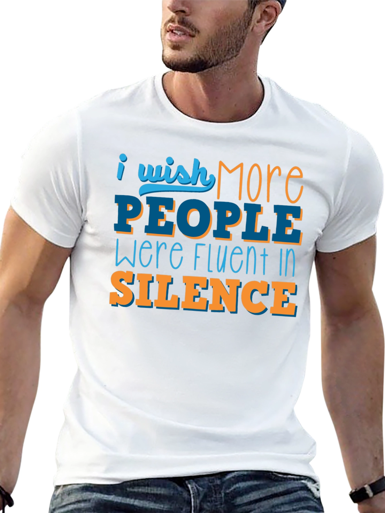 Black I Wish More People Were Fluent in Silence T-Shirt view 13
