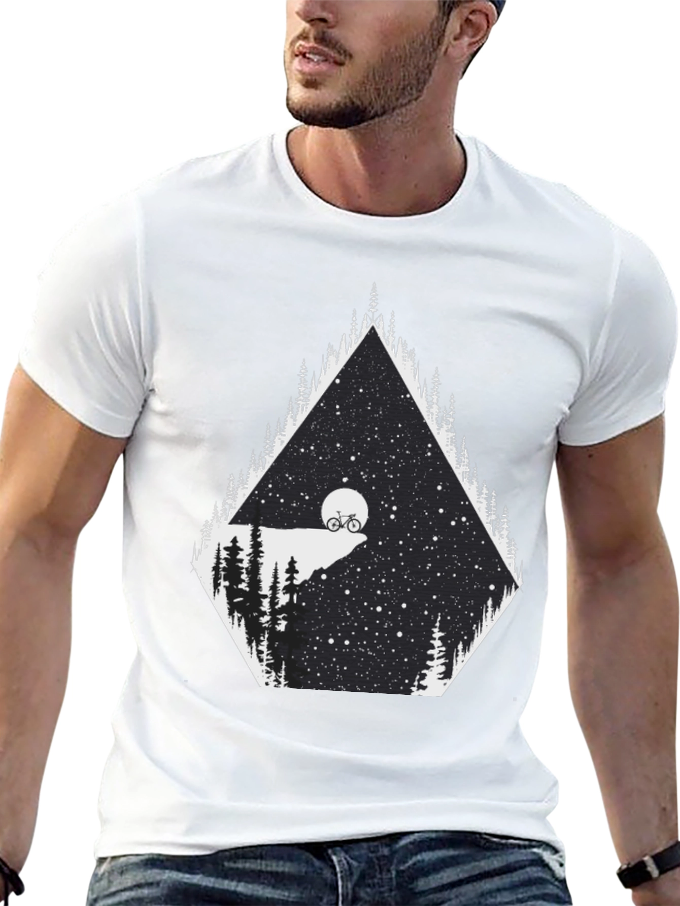 Black Night Ride T-Shirt - Mountain Bike Scene Graphic Tee view 13