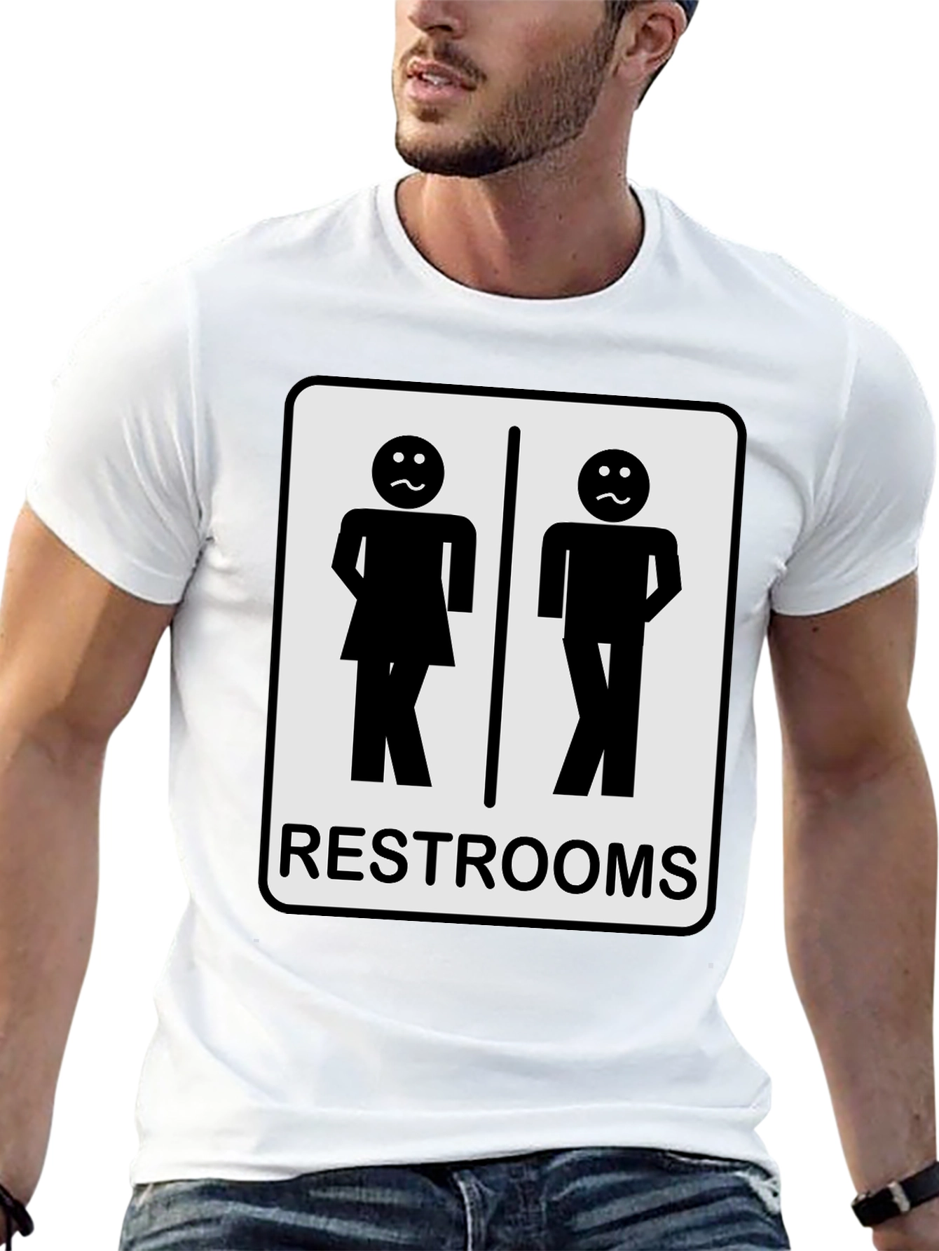 Black Funny Restroom T-Shirt view 13