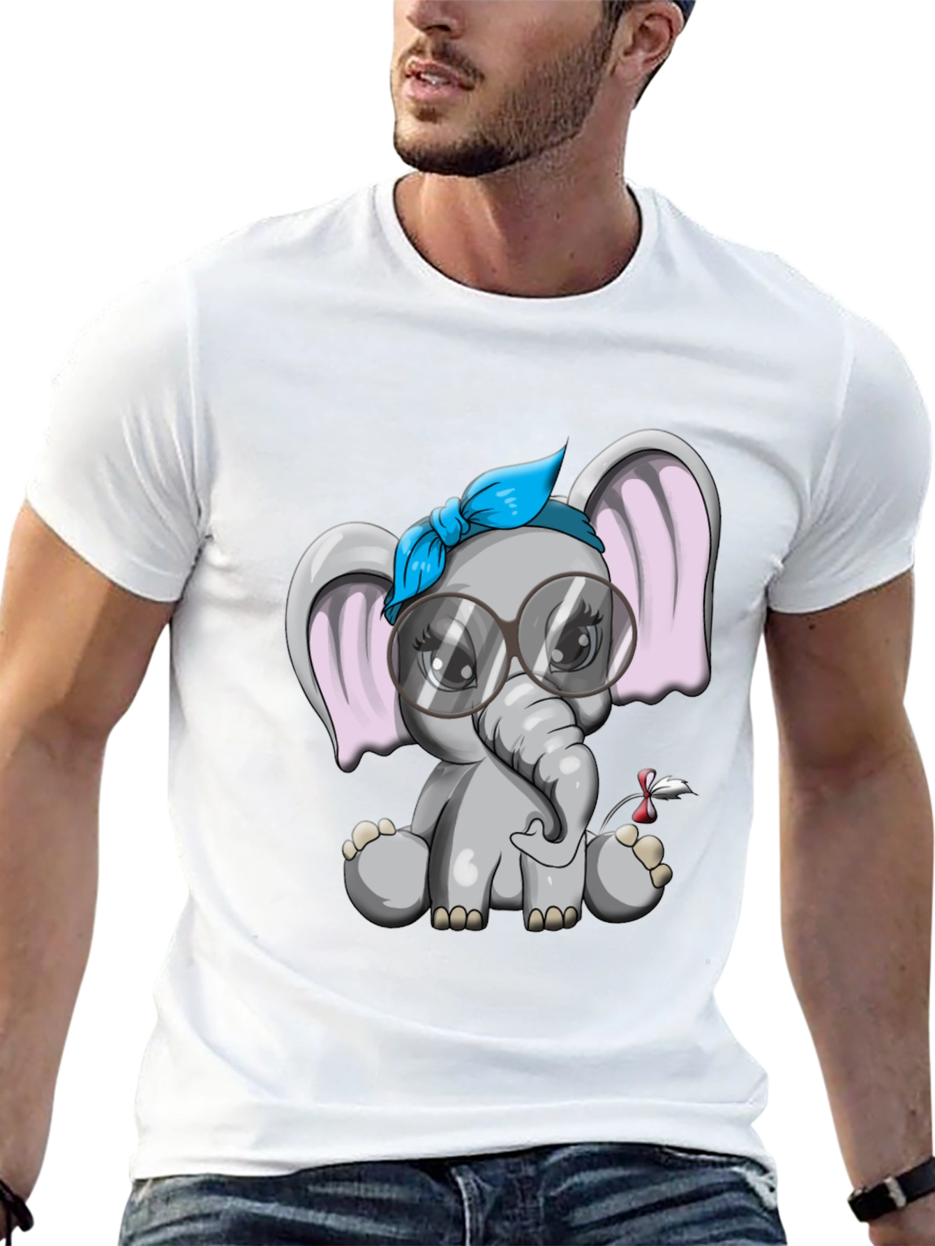 Black Cute Elephant Graphic Tee - Black view 13