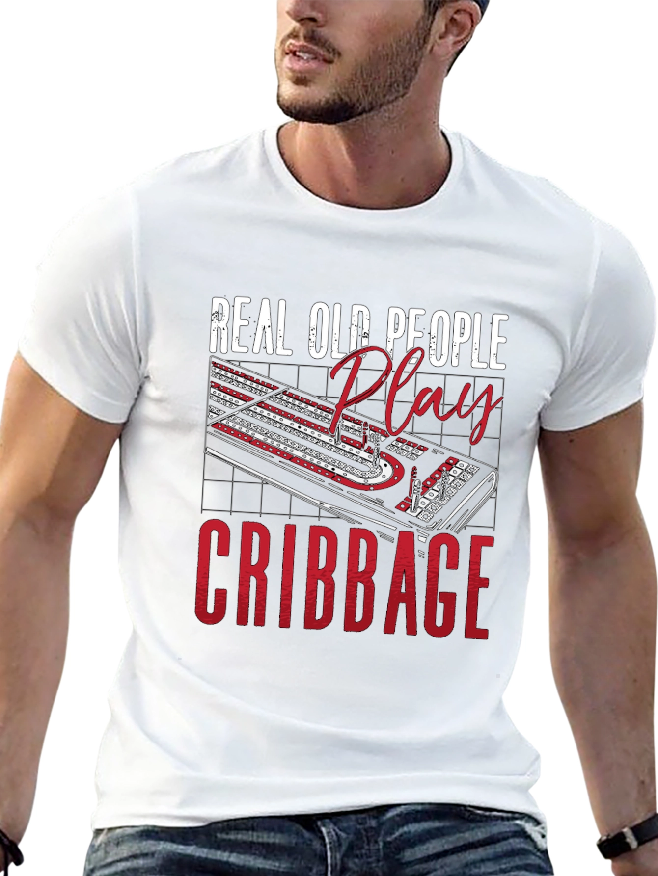 Black Real Old People Play Cribbage T-Shirt view 13