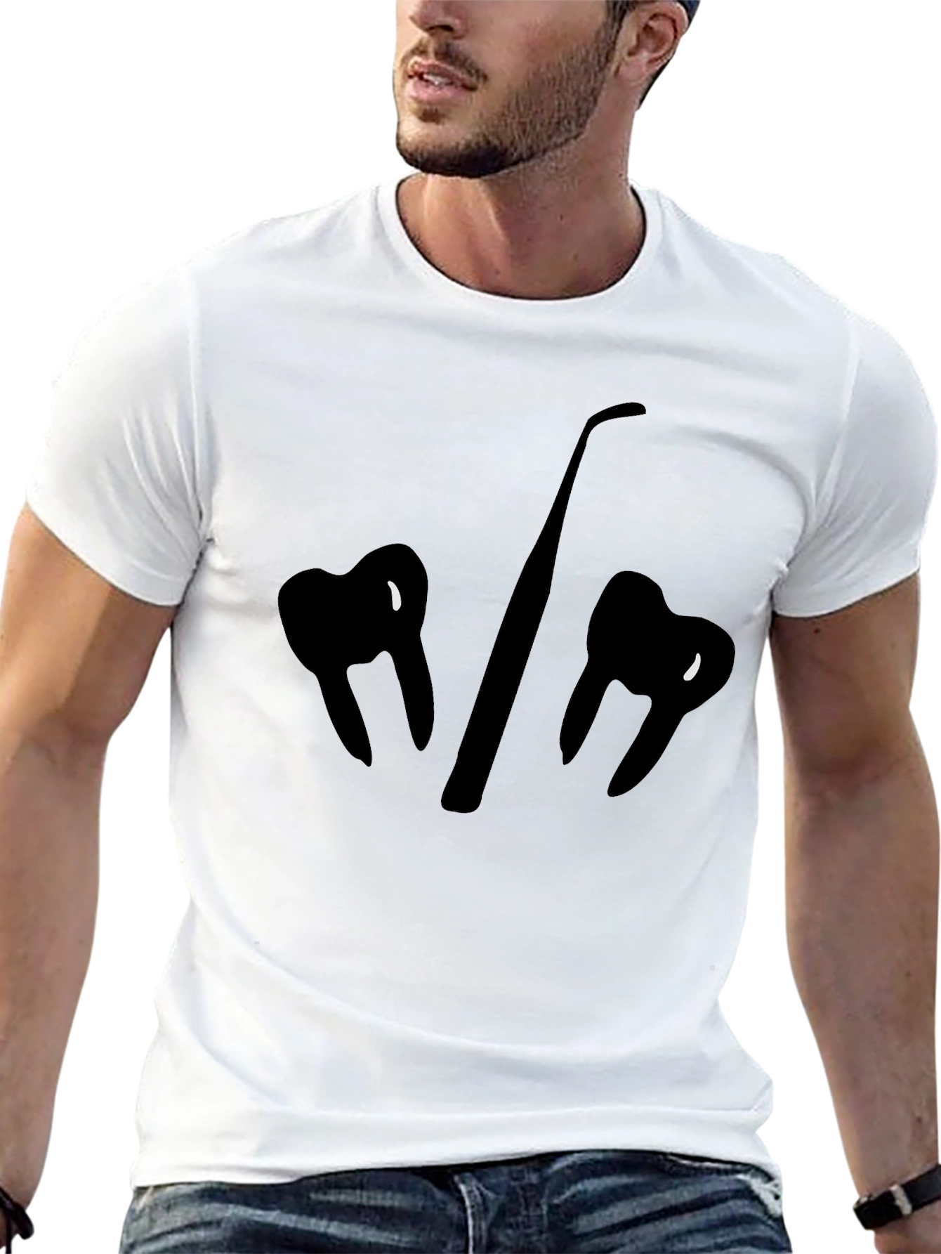 Black Dental Humor T-Shirt - Clean Teeth Design view 13
