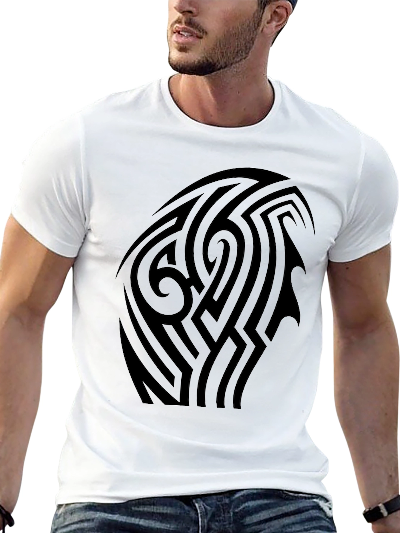 Black Tribal Tattoo Graphic Black T-Shirt view 13