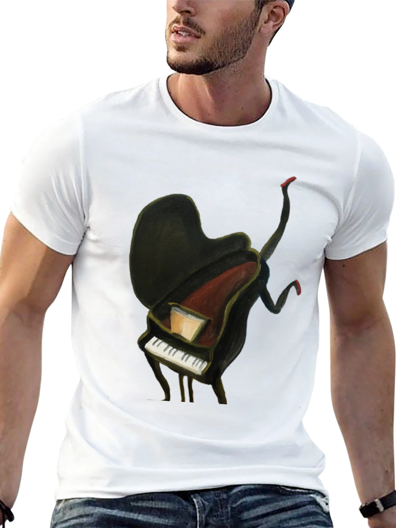 Black Piano Man Graphic Tee - Unique Music Lover T-Shirt view 13