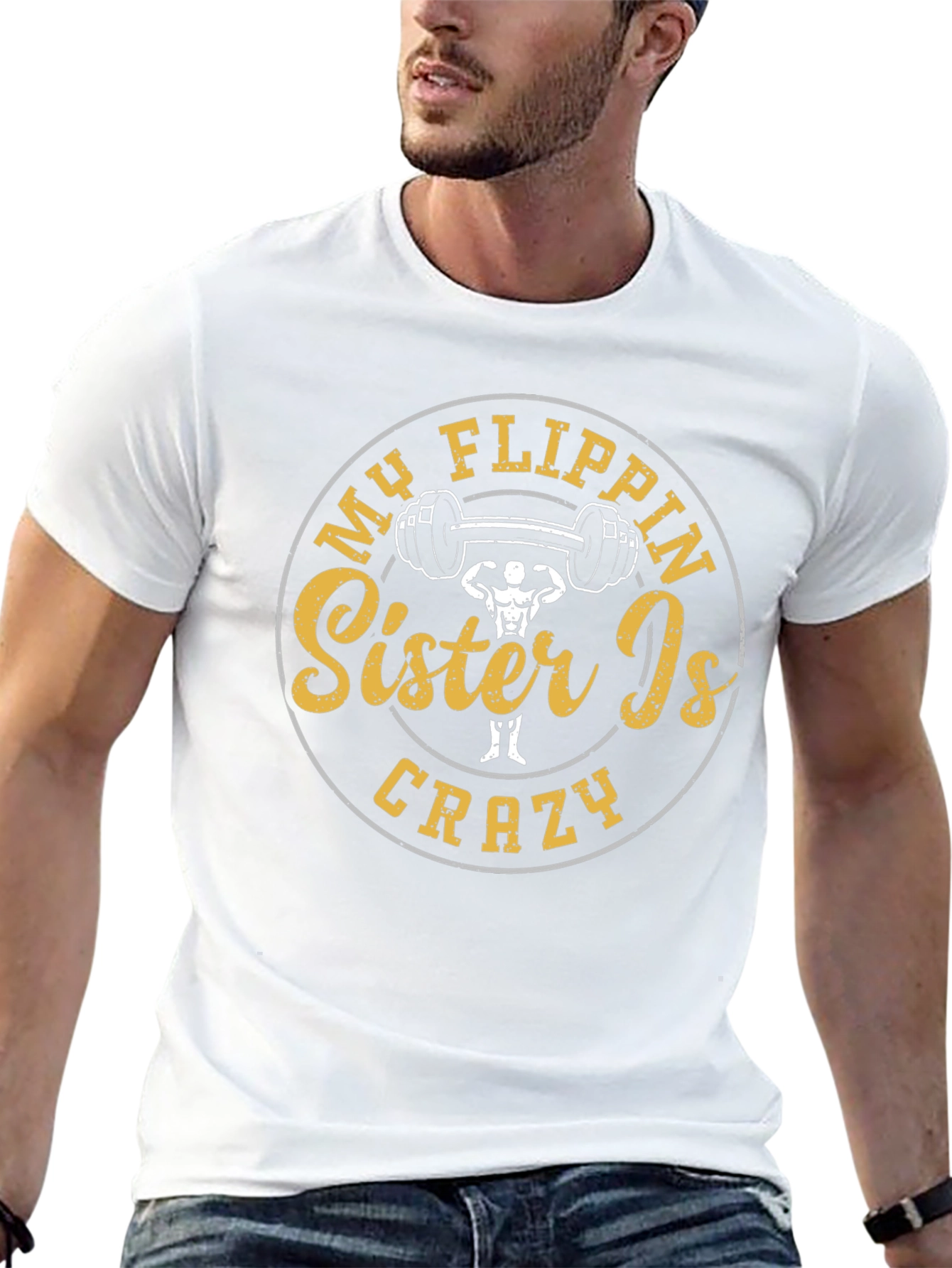 Black My Flippin' Sister Is Crazy T-Shirt Gym Humor view 13