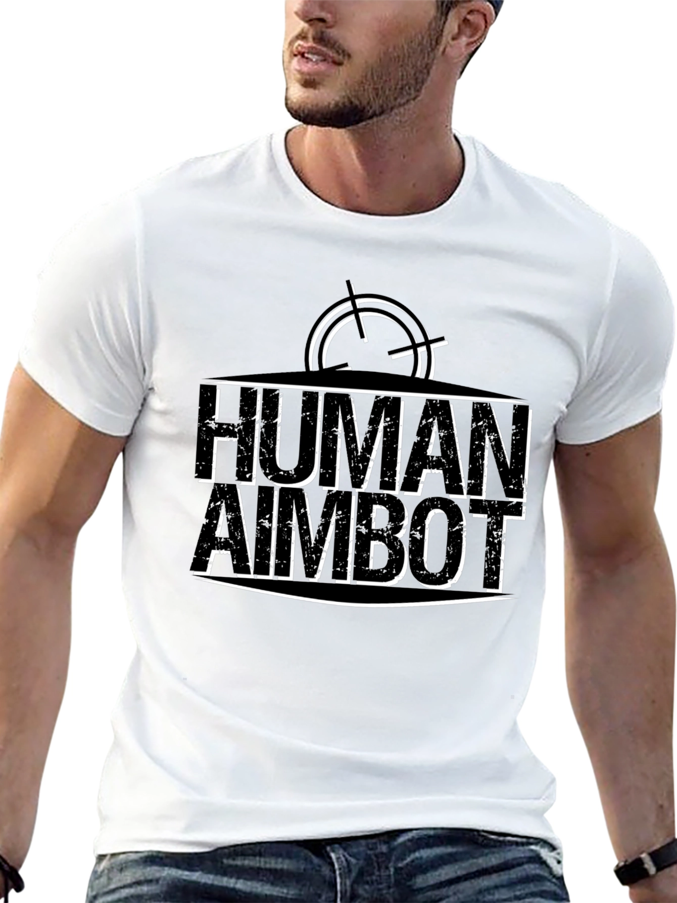 Black Human Aimbot T-Shirt Funny Gamer Tee view 13
