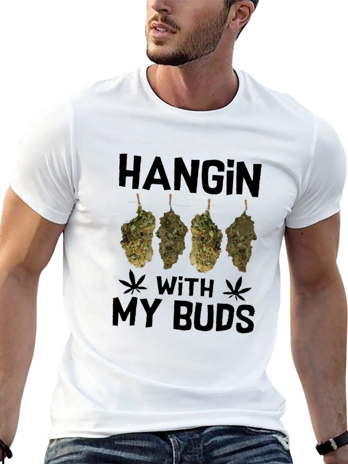Black Hanging With My Buds Graphic Tee - Marijuana Theme view 13
