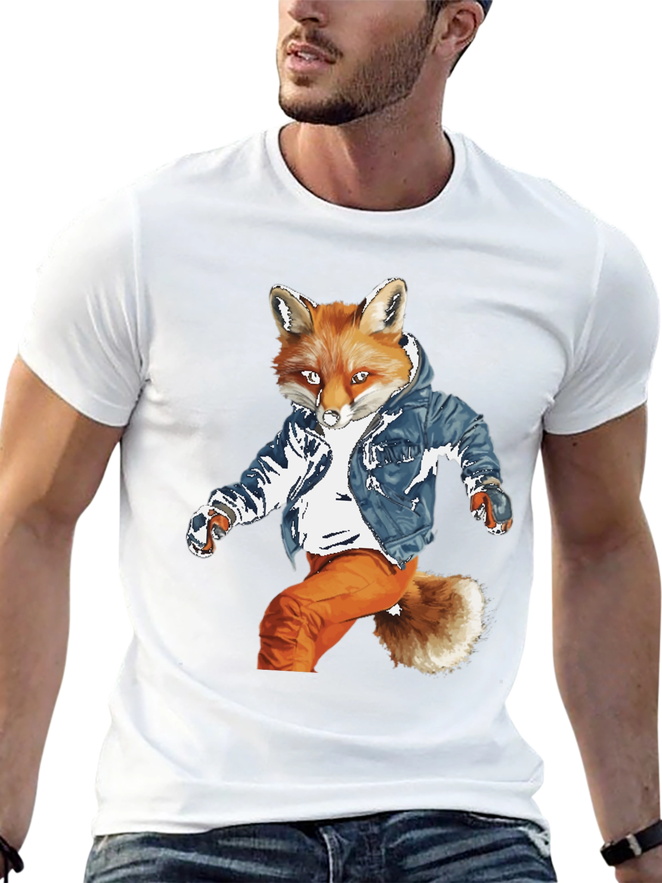 Black Cool Fox Graphic Tee - Urban Style view 13
