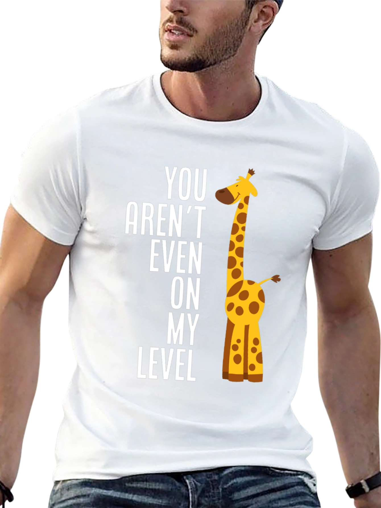 Black Funny Giraffe T-Shirt - "You Aren't Even on My Level" view 13