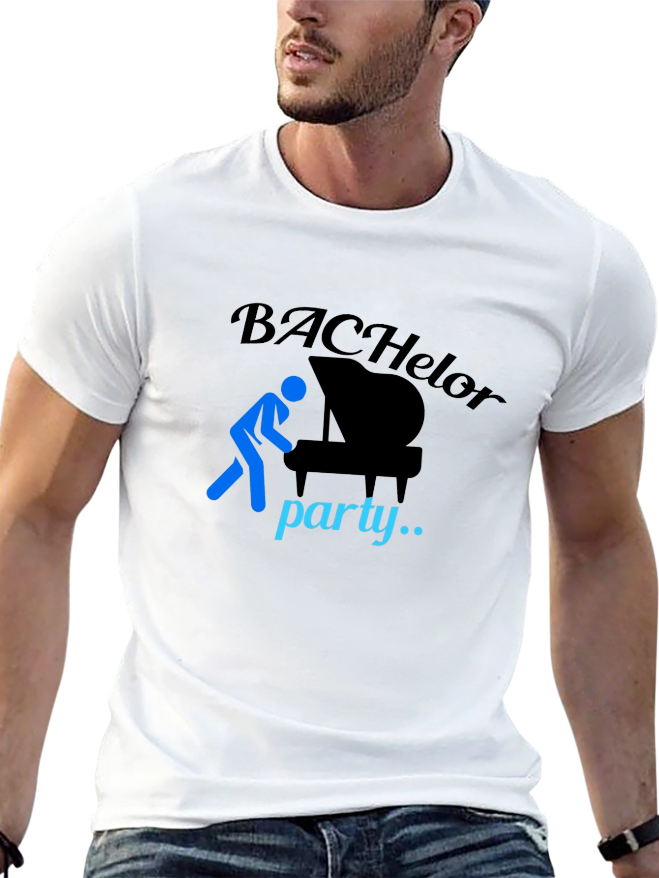 Black Bachelor Party Piano T-Shirt view 13