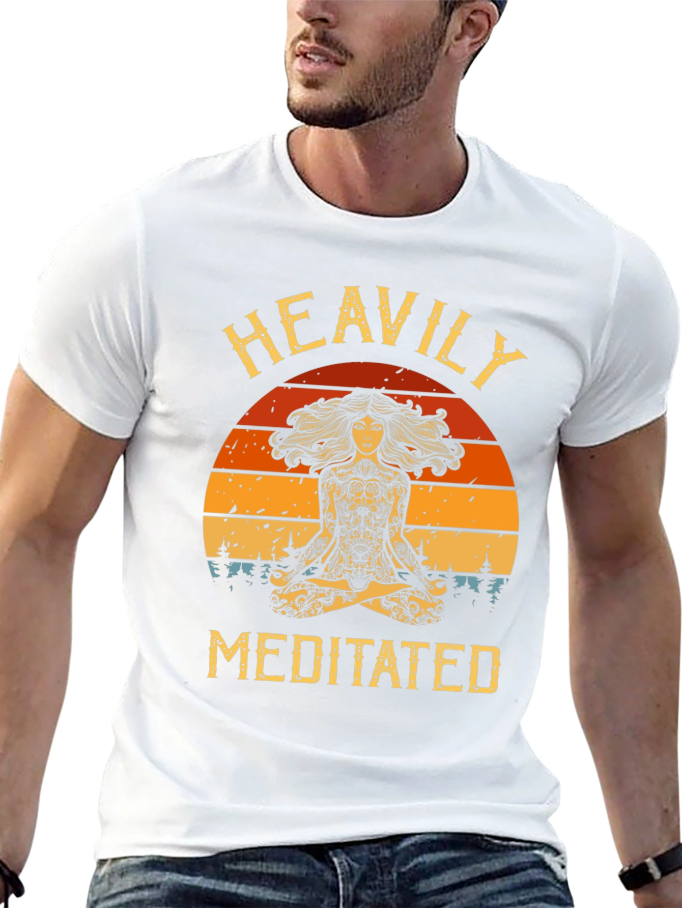 Black Heavily Meditated Graphic Tee - Yoga Meditation Shirt view 13