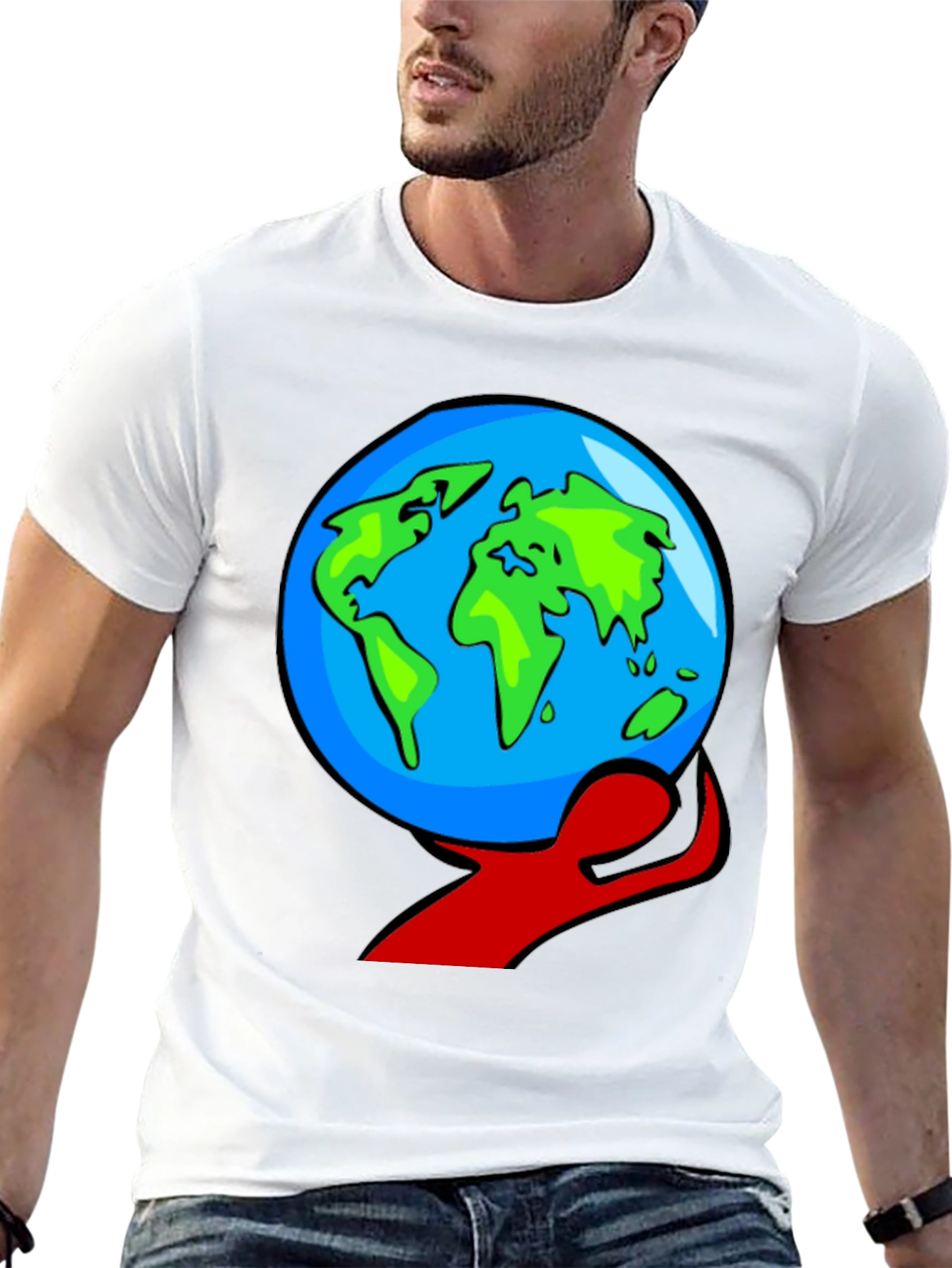 Black World in Hand Graphic Tee - Black Cotton T-Shirt view 13