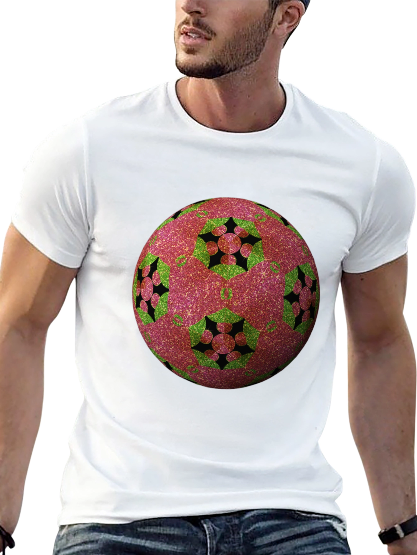 Black Abstract Orb Design Tee view 13