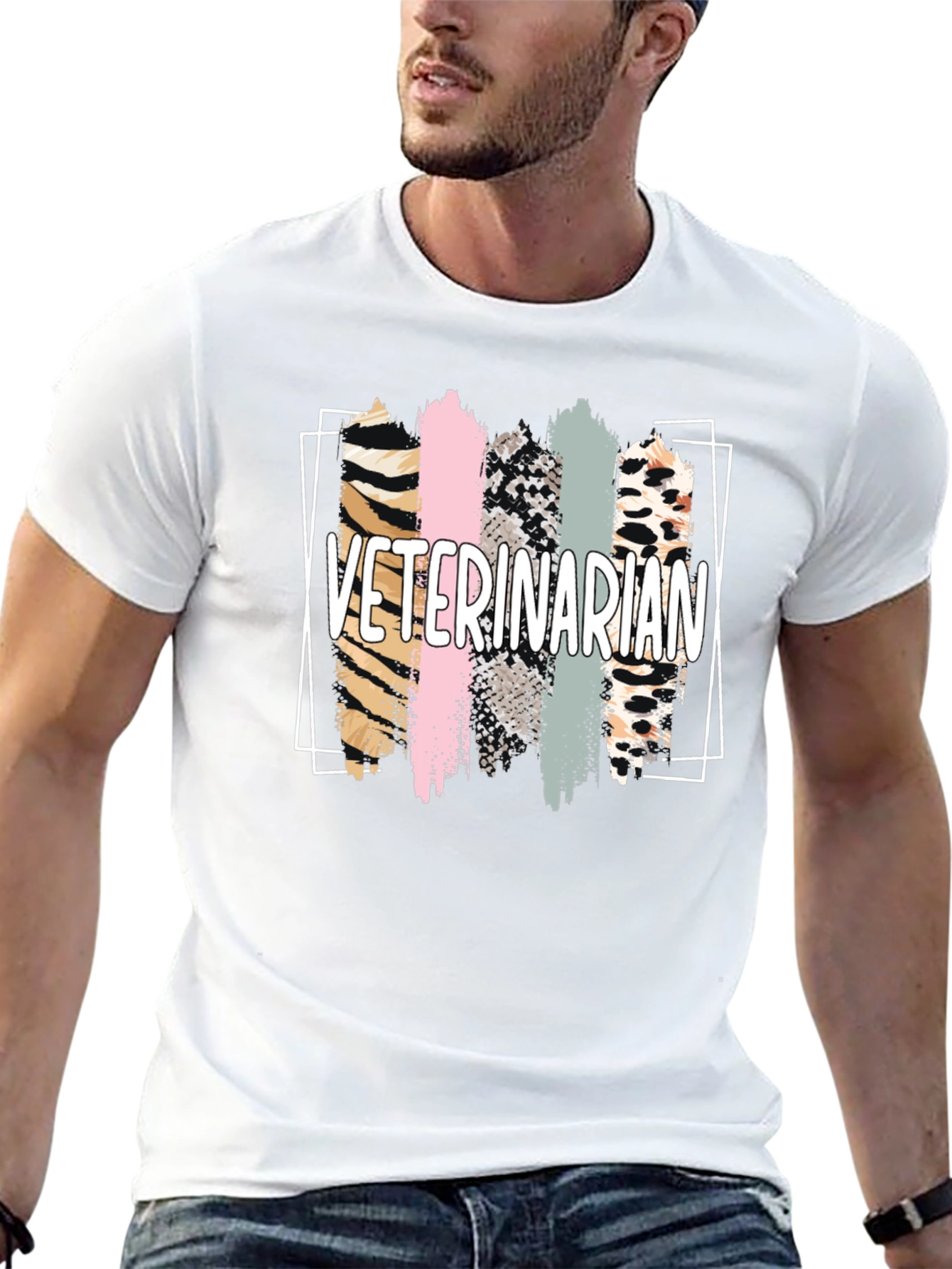 Black Veterinarian Animal Print T-Shirt view 13
