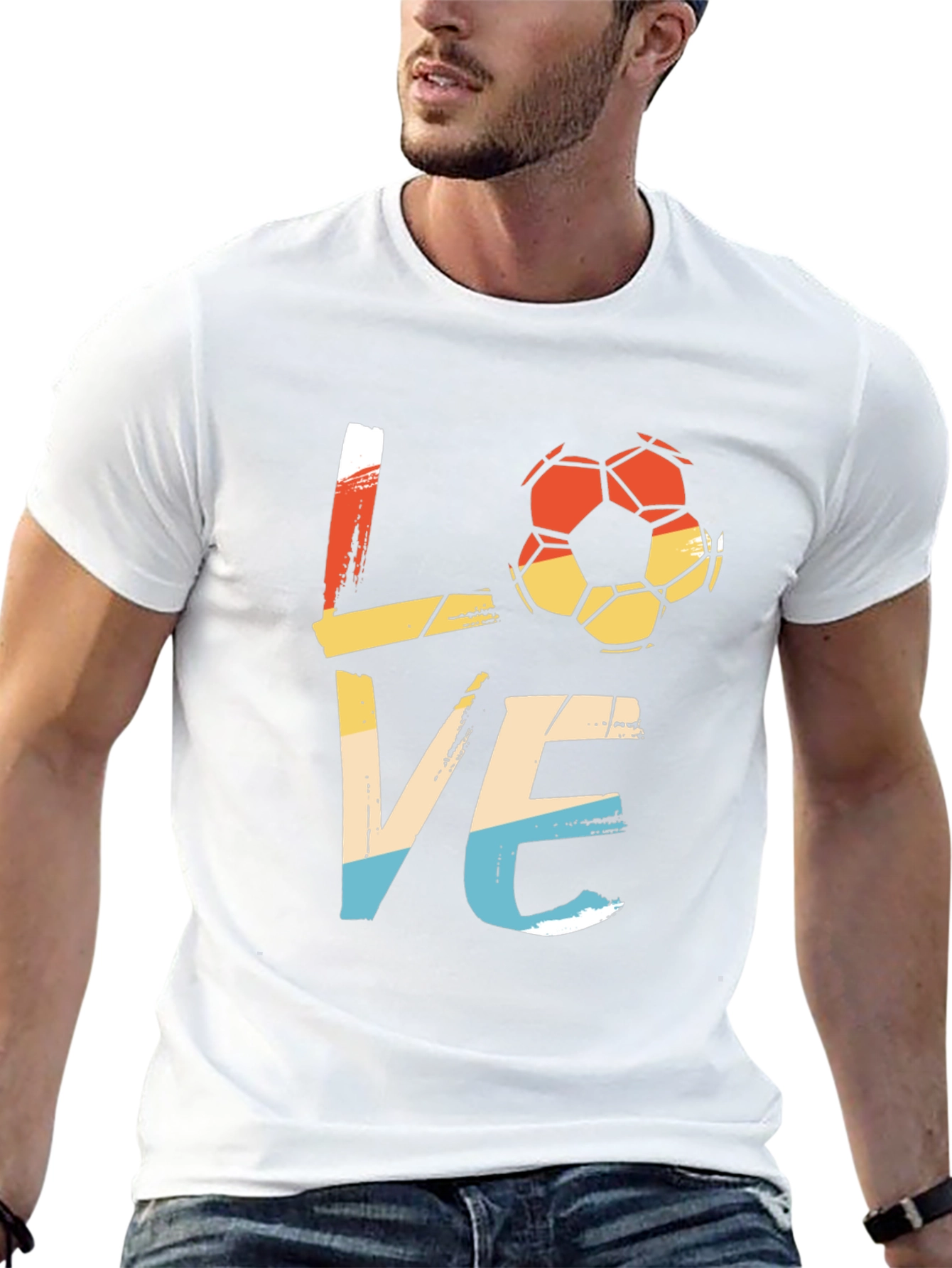 Black Retro Soccer LOVE Graphic Tee view 13