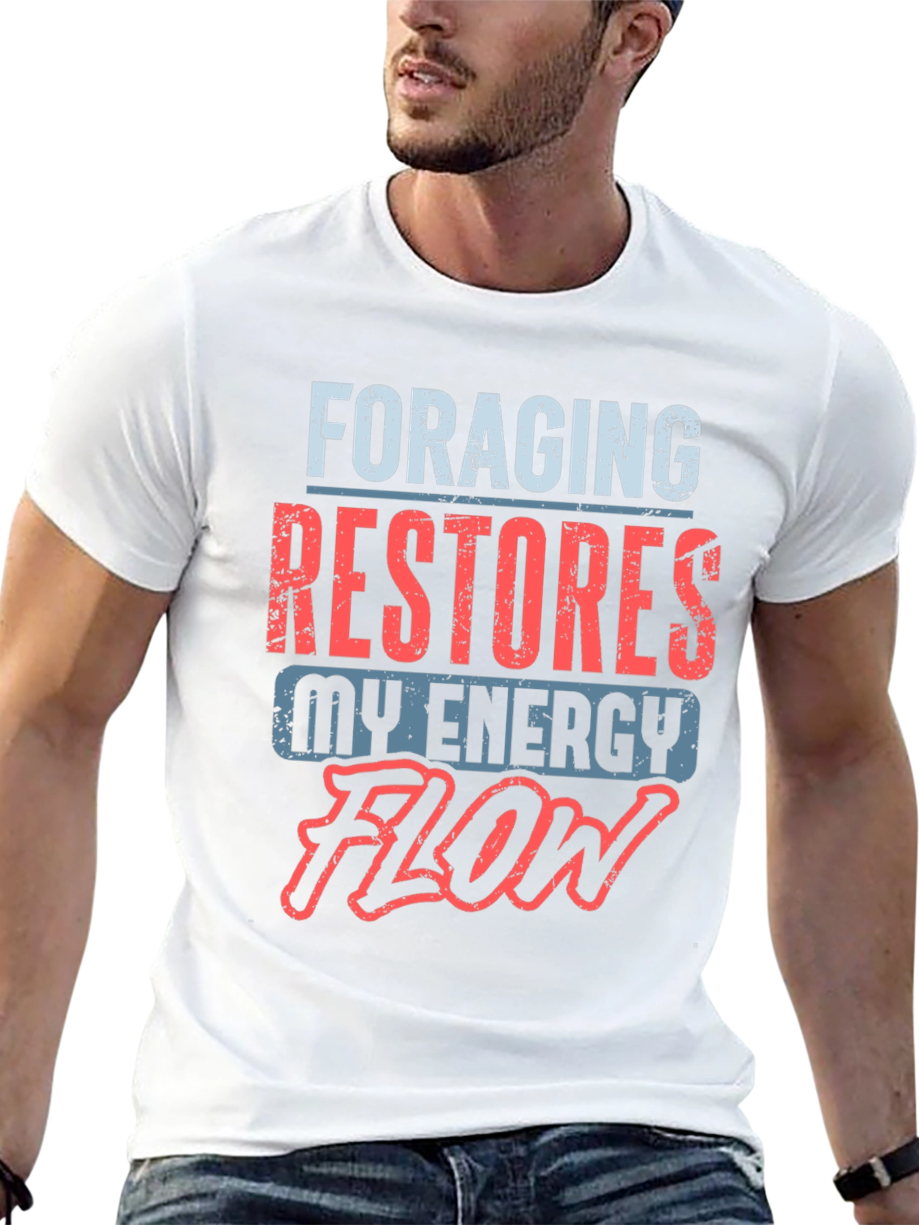 Black Foraging Restores My Energy Flow T-Shirt view 13