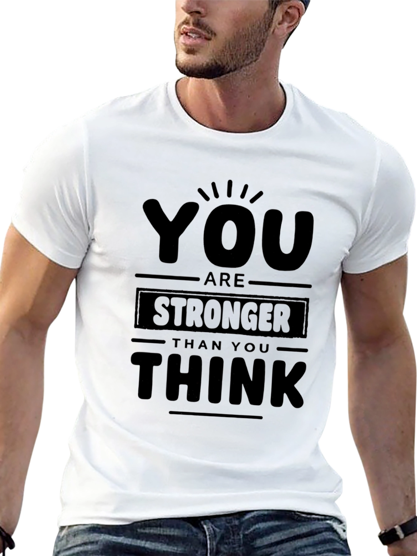 Black Inspirational "You are Stronger" Black T-Shirt view 13