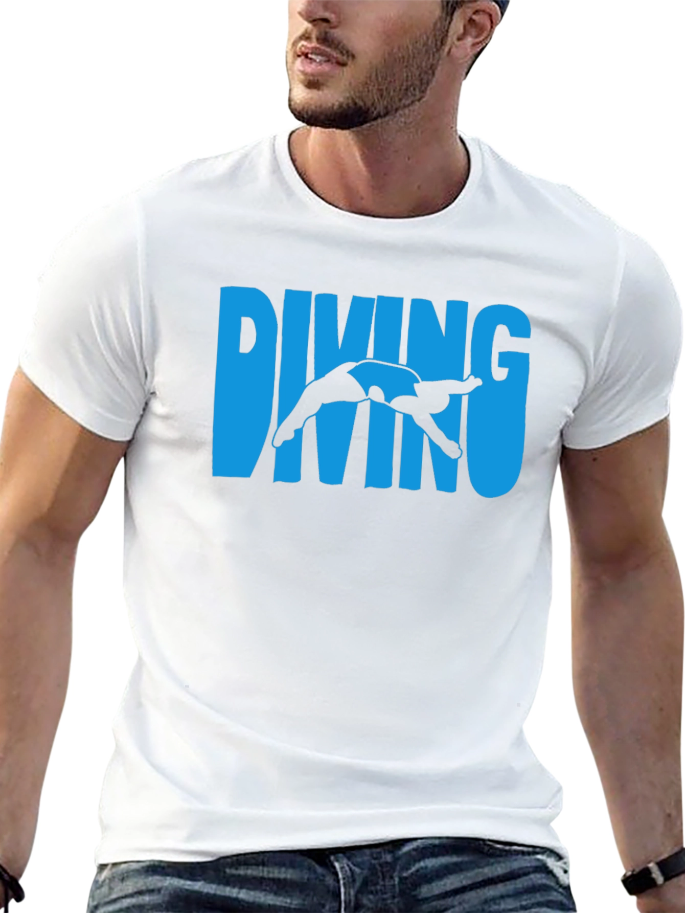 Black Diving T-Shirt - Cool Diver Silhouette Tee view 13
