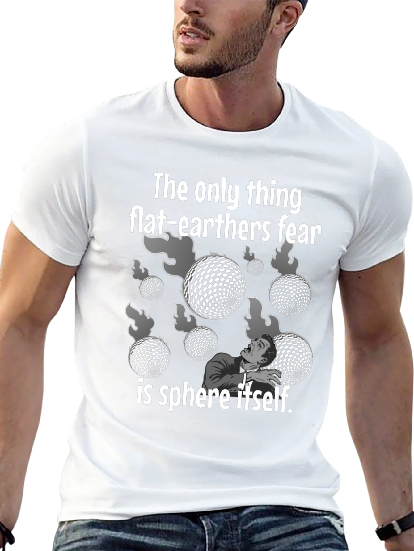 Black Flat Earther Fear Sphere Graphic Tee view 13