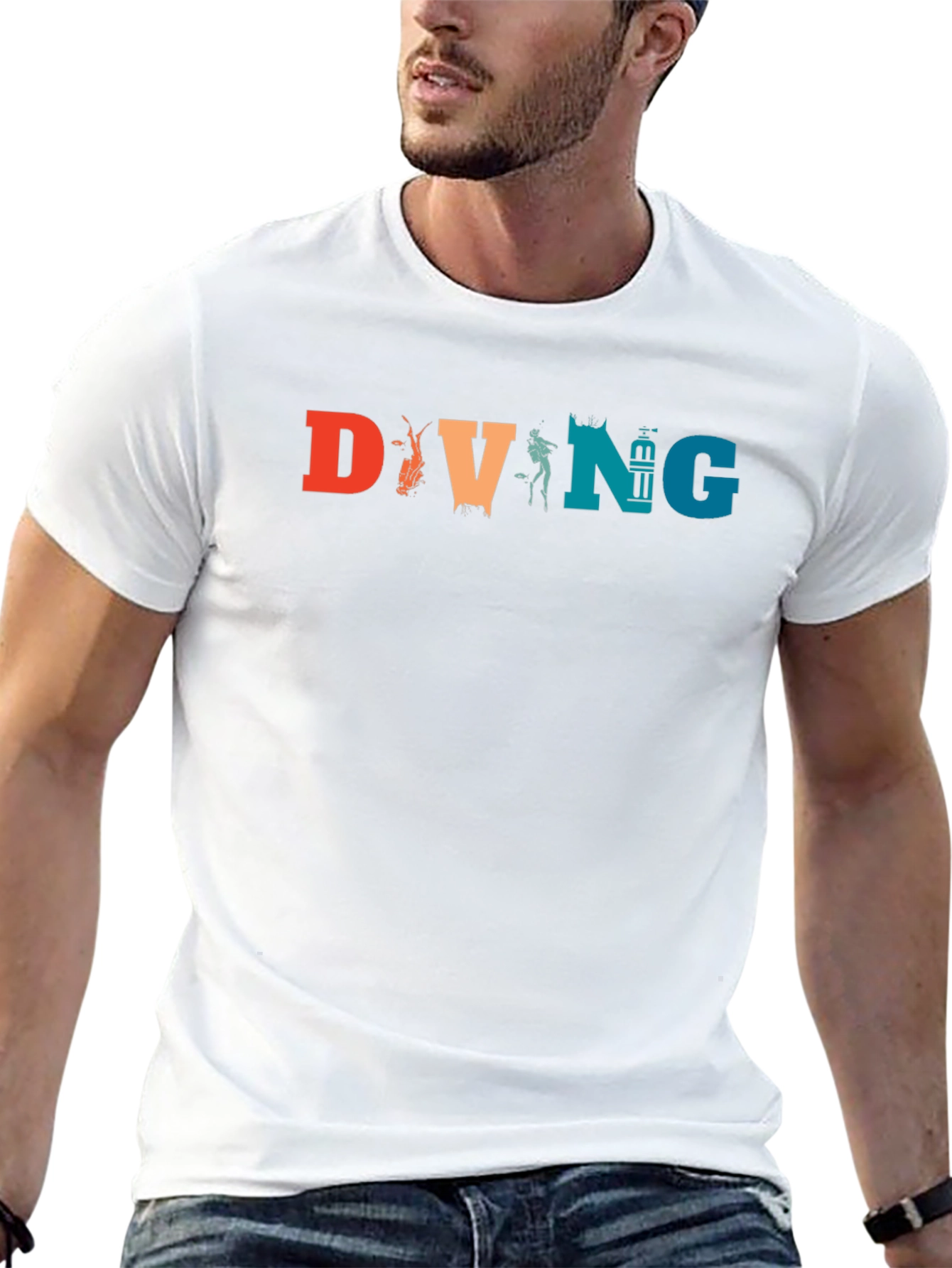 Black Retro Diving T-Shirt view 13