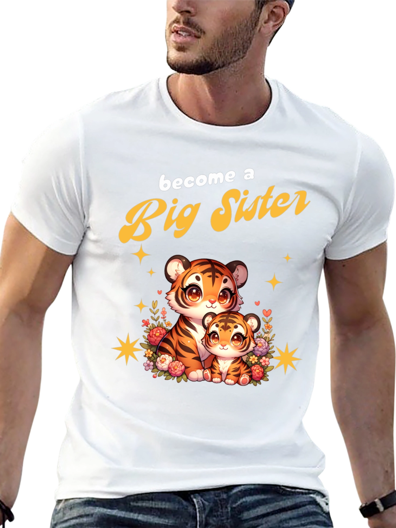 Big Sister Tiger Cub T-Shirt Cute Animal Tee - 13