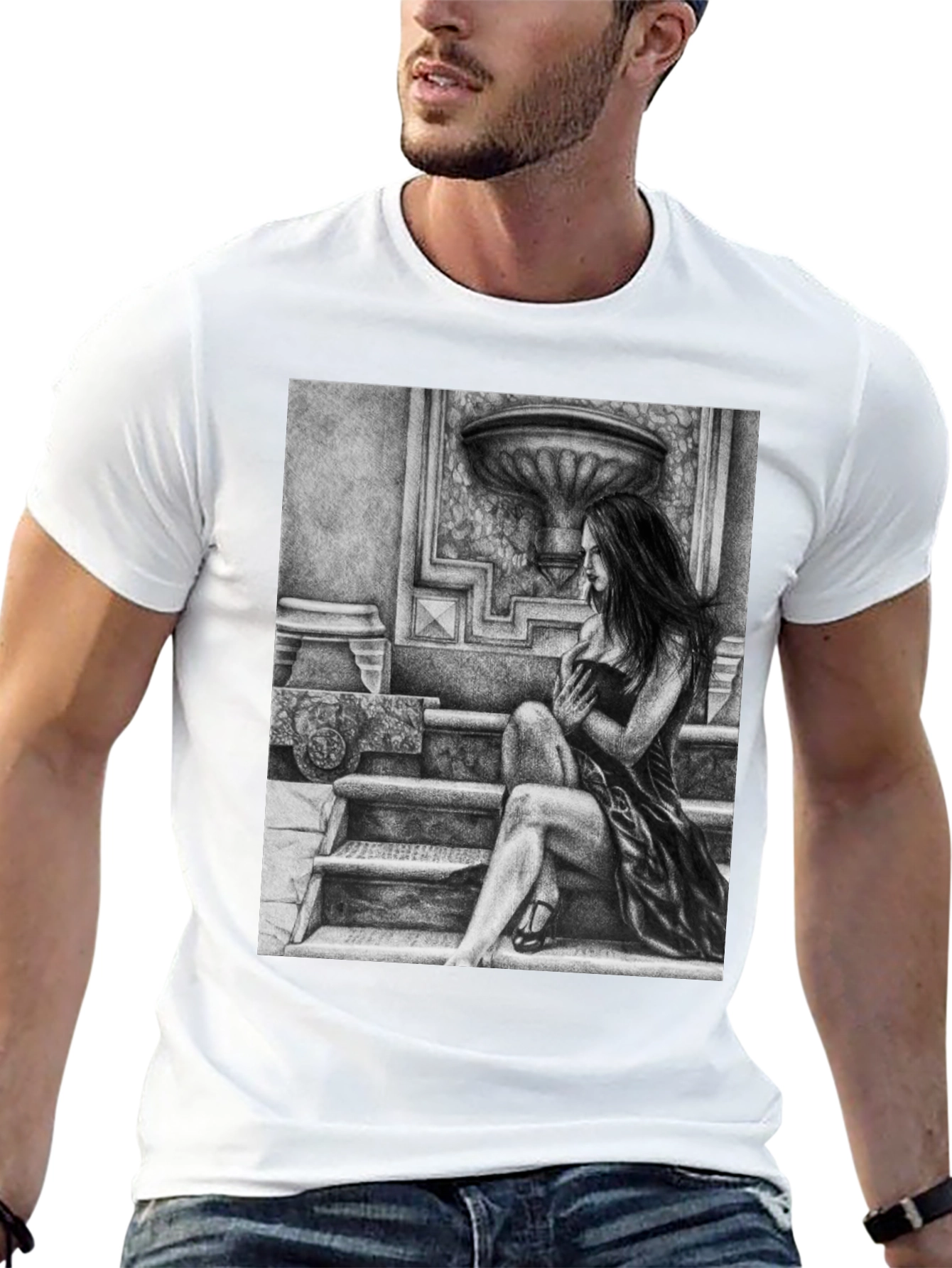 Black Elegant Woman Art Black T-Shirt view 13