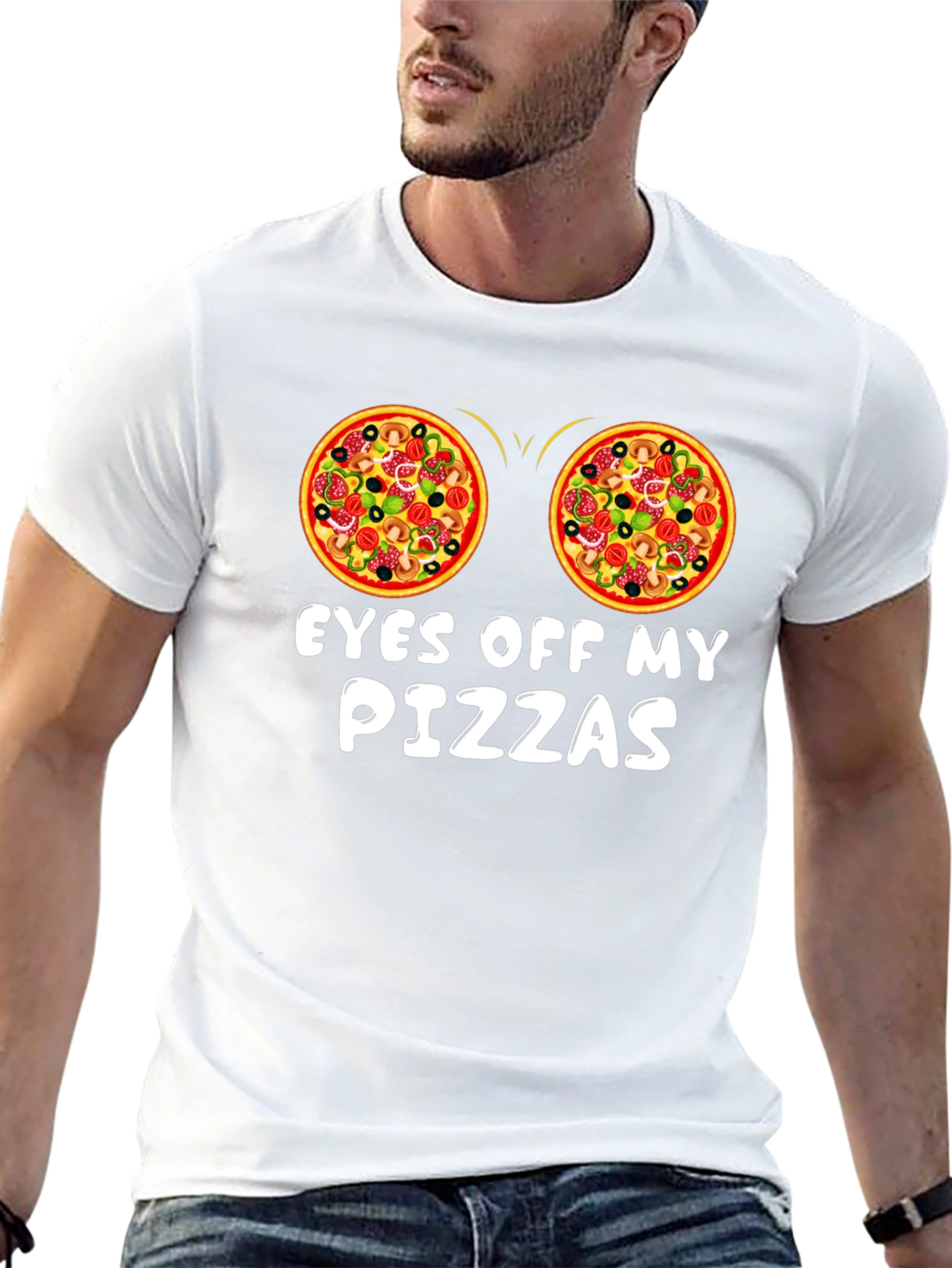 Black Funny Pizza T-Shirt - Eyes Off My Pizzas view 13