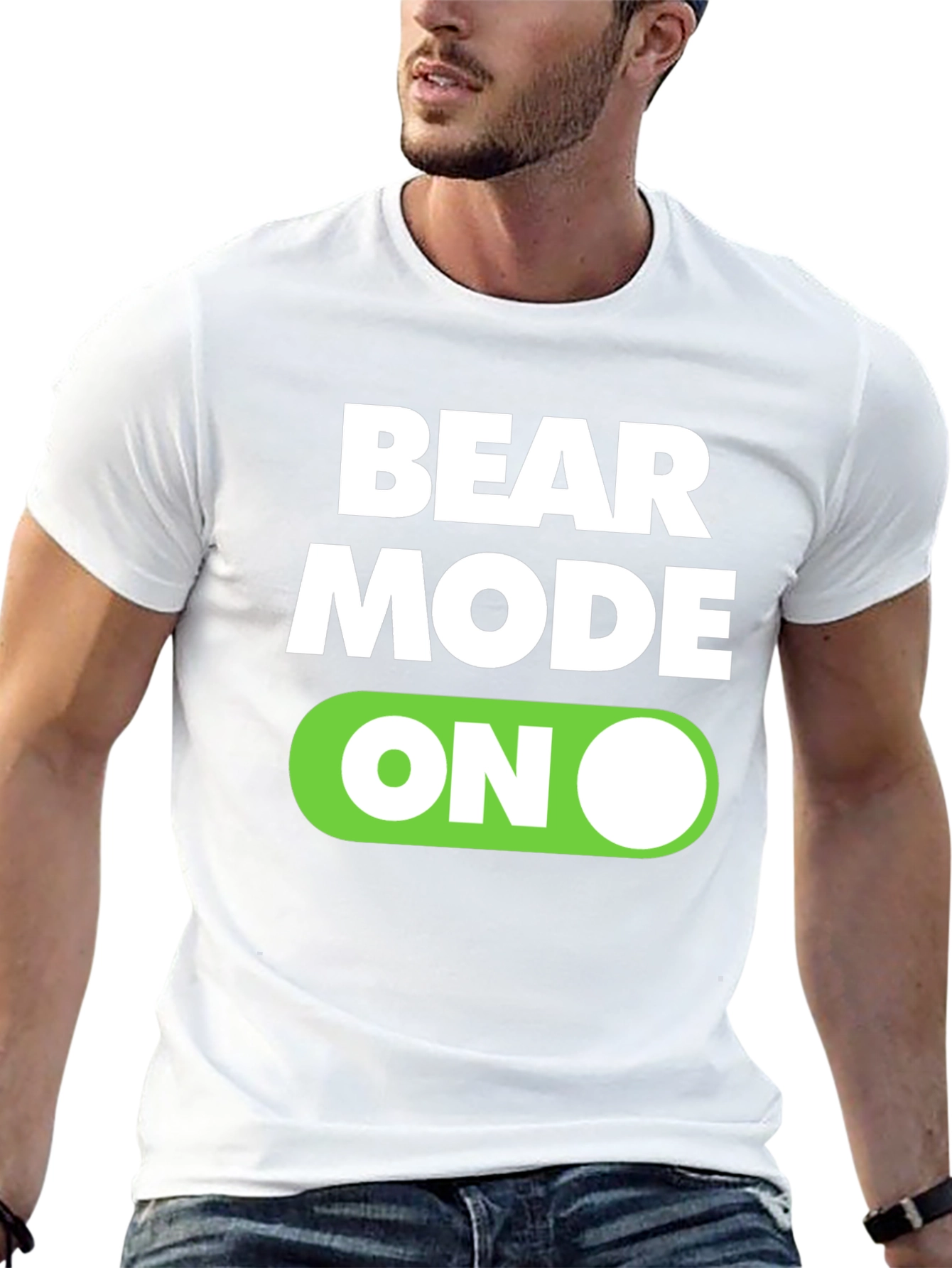 Black Bear Mode On Graphic Tee - Black Cotton T-Shirt view 13