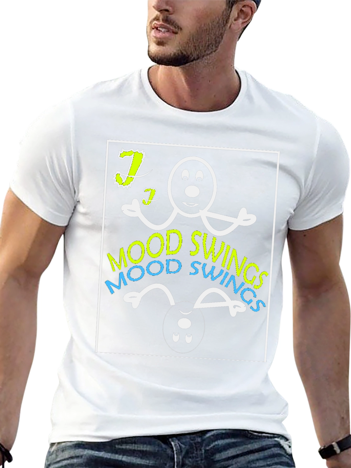 Black Mood Swings Graphic Tee - Black Cotton T-Shirt view 13