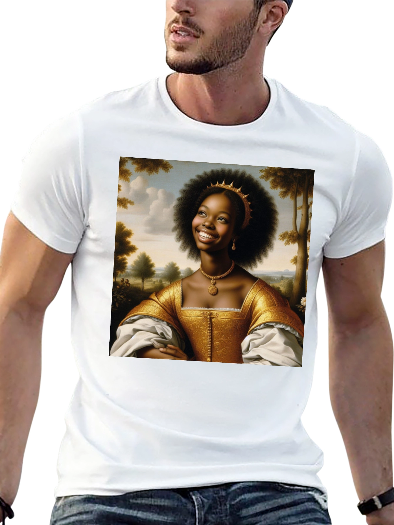 Black Renaissance Portrait Black T-Shirt view 13