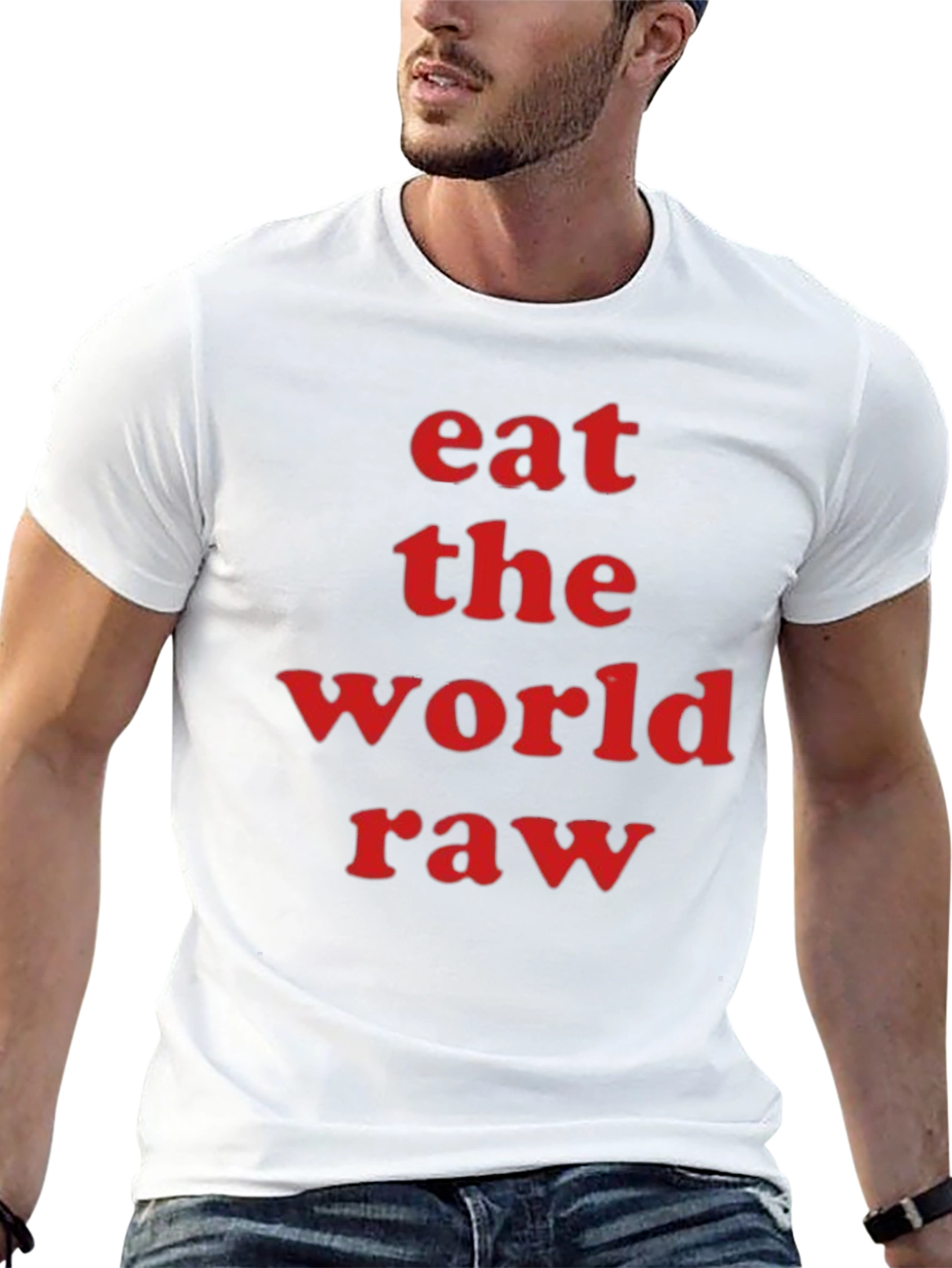 Black Eat the World Raw Graphic Tee - Bold Statement Shirt view 13