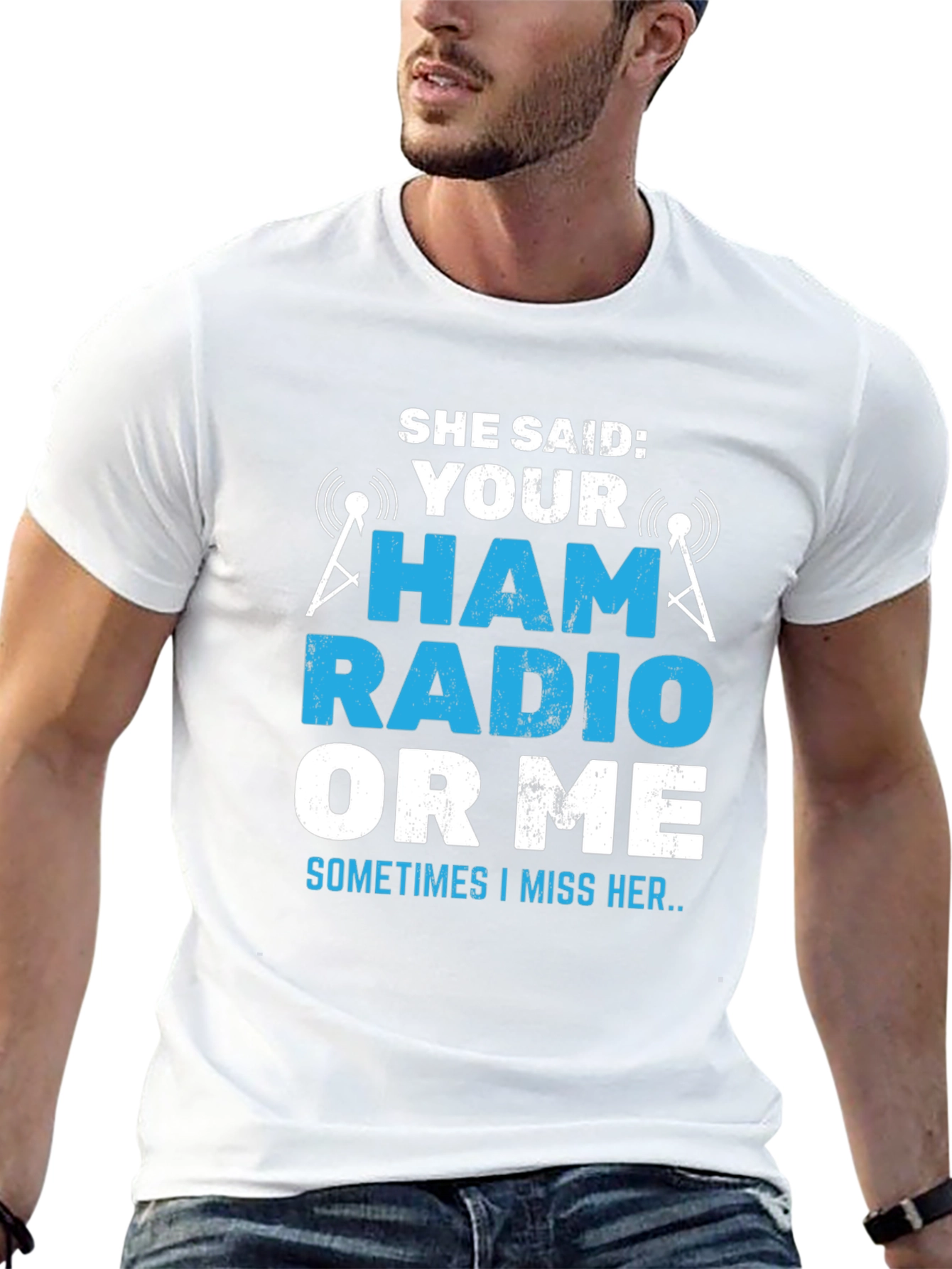 Black Ham Radio T-Shirt - She Said: Your Ham Radio or Me? view 13