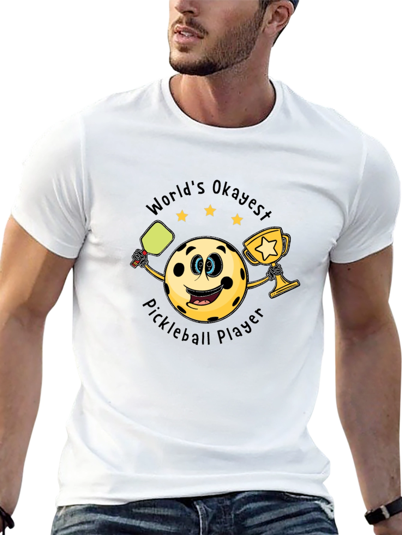Black World's Okayest Pickleball Player T-Shirt view 13
