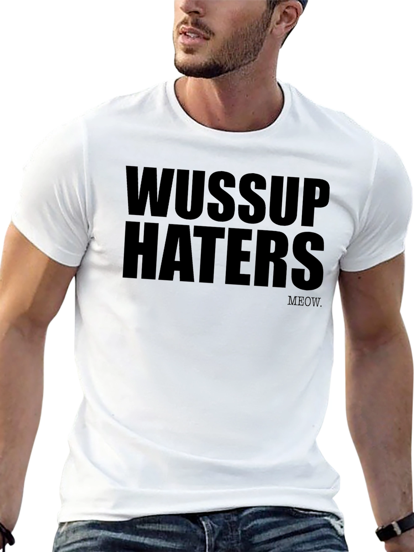 Black Wussup Haters Graphic Black T-Shirt view 13