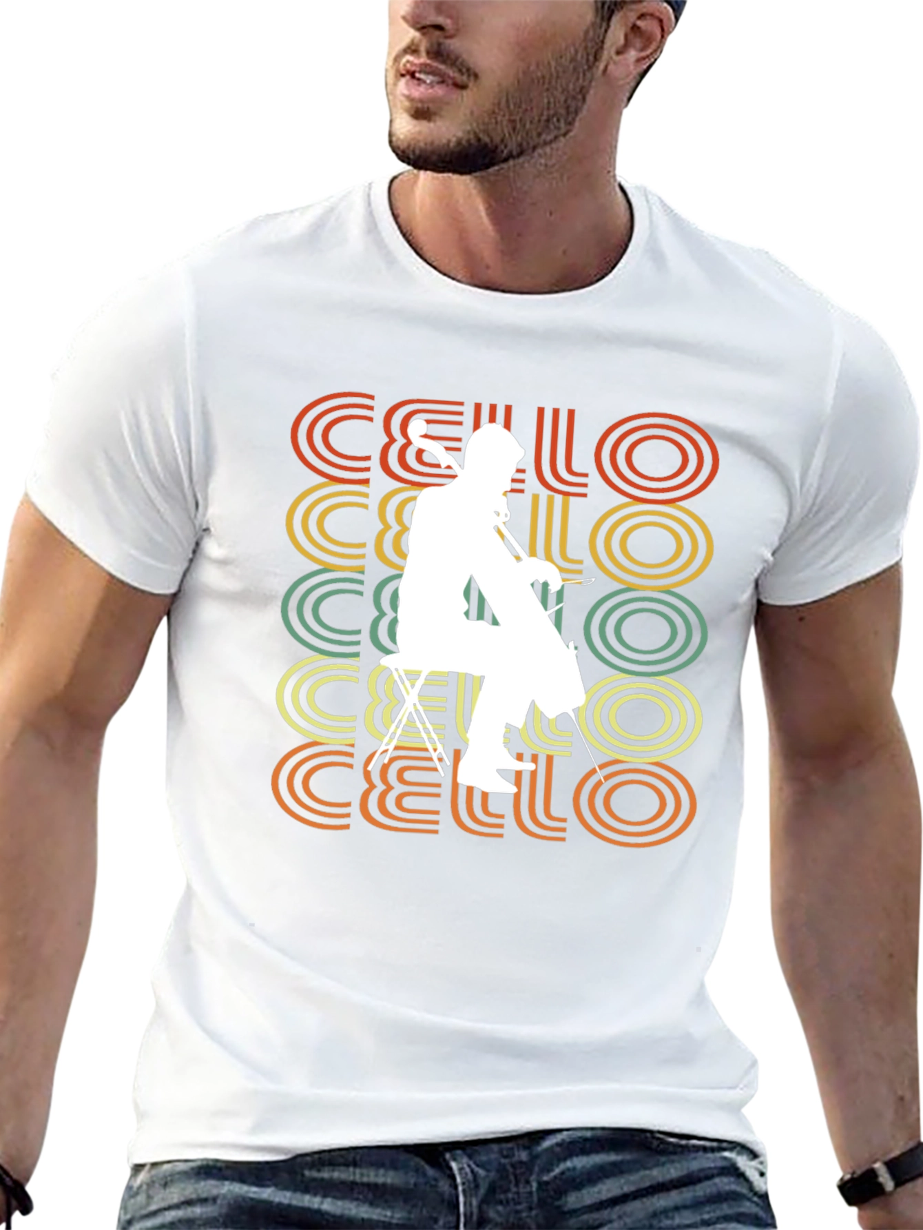 Black Vintage Cello Player T-Shirt - Retro Music Tee view 13