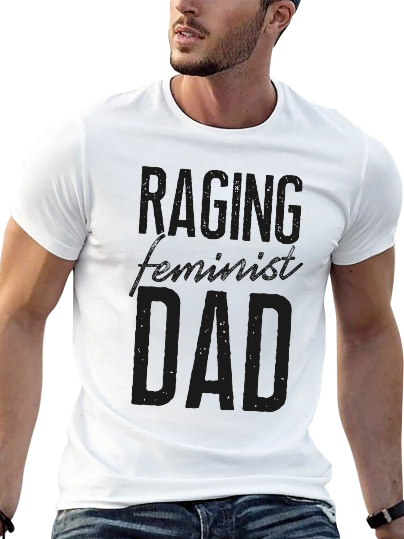 Black Raging Feminist Dad Graphic T-Shirt view 13