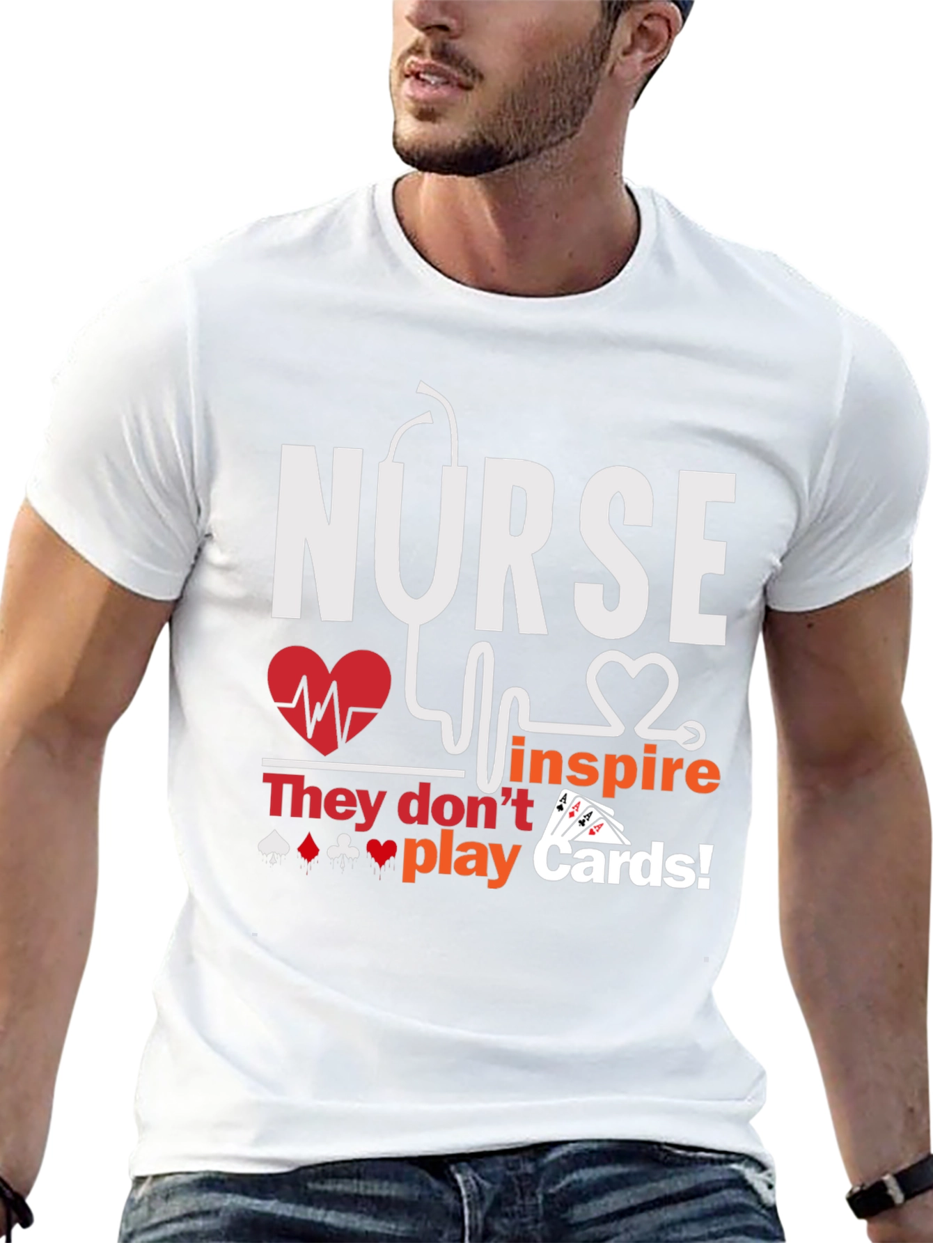 Black Nurse Inspire T-Shirt - Playing Card Design view 13