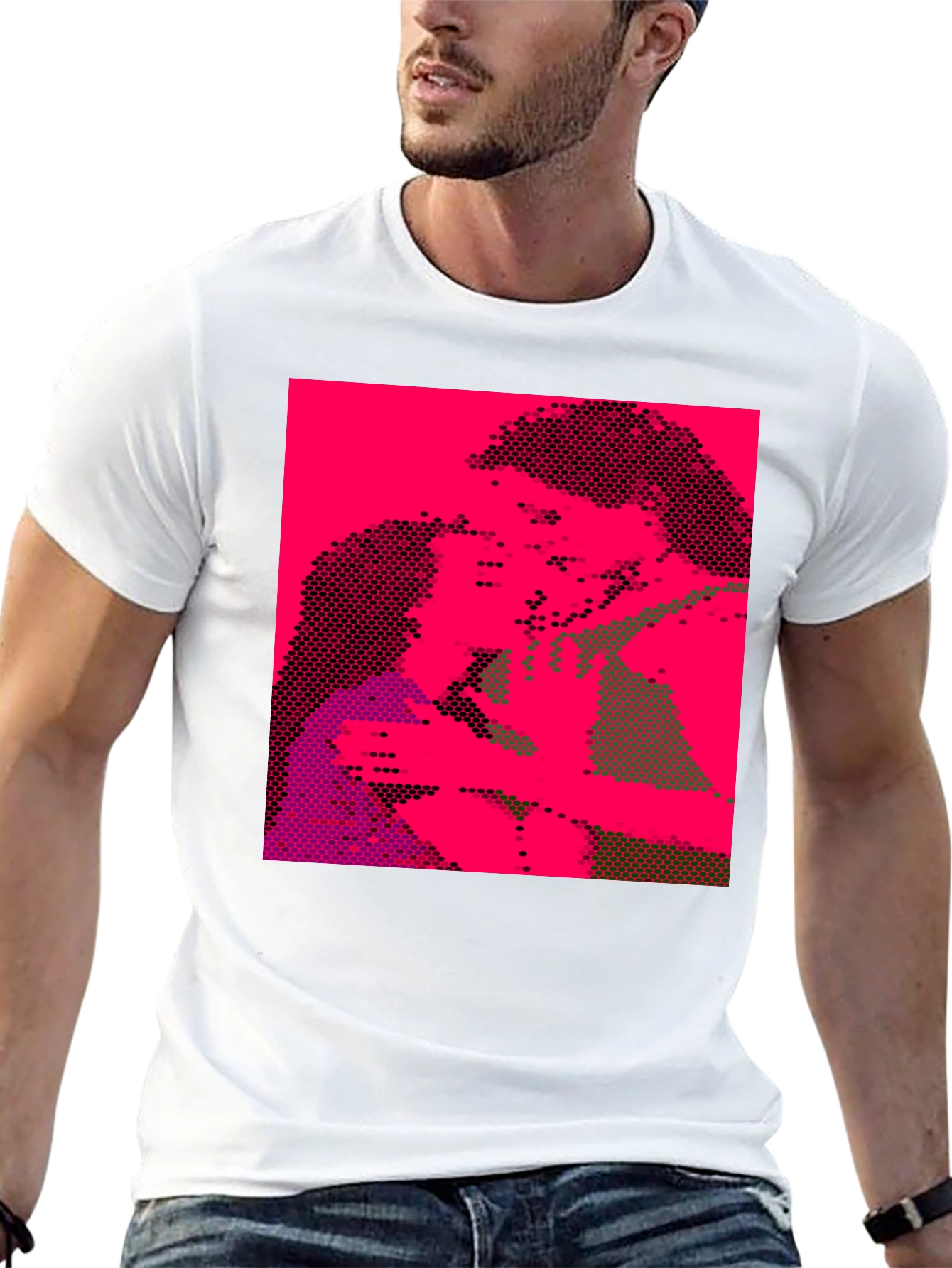 Black Pixelated Pop Art Graphic Tee - Black Unisex T-Shirt view 13