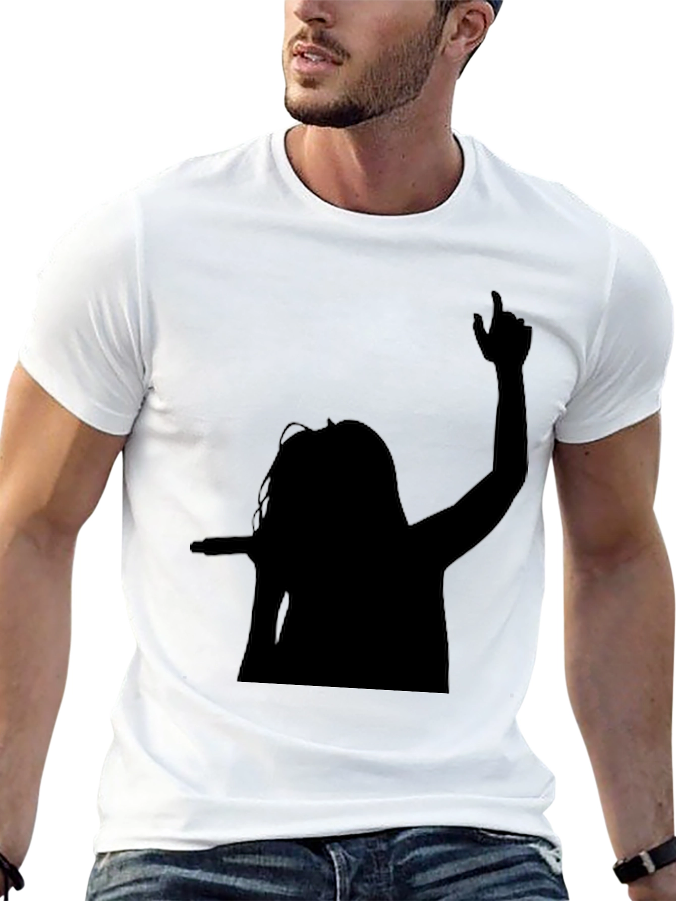 Black Silhouette Graphic Tee - Black Cotton Blend Shirt view 13