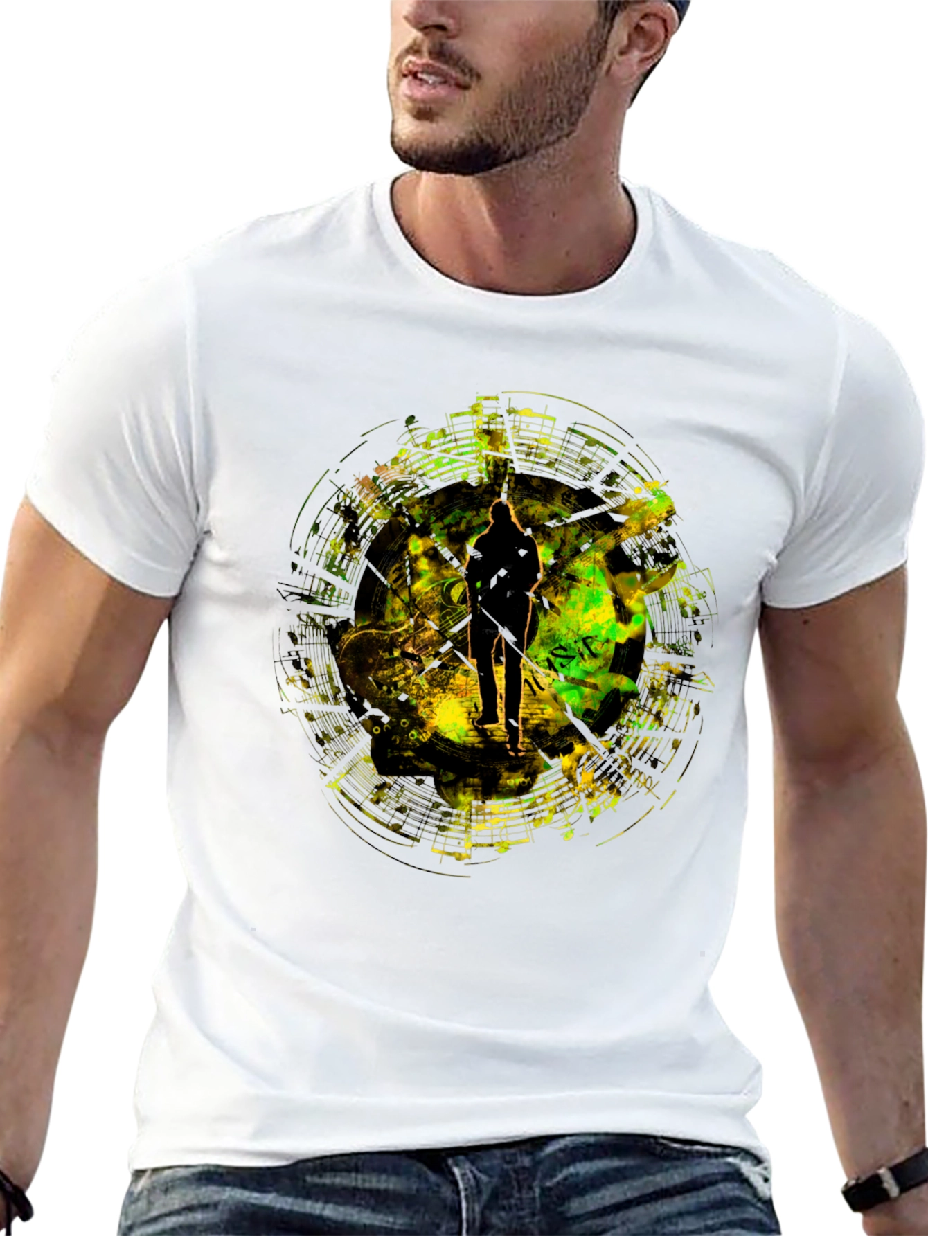 Black Abstract Silhouette Graphic T-Shirt view 13