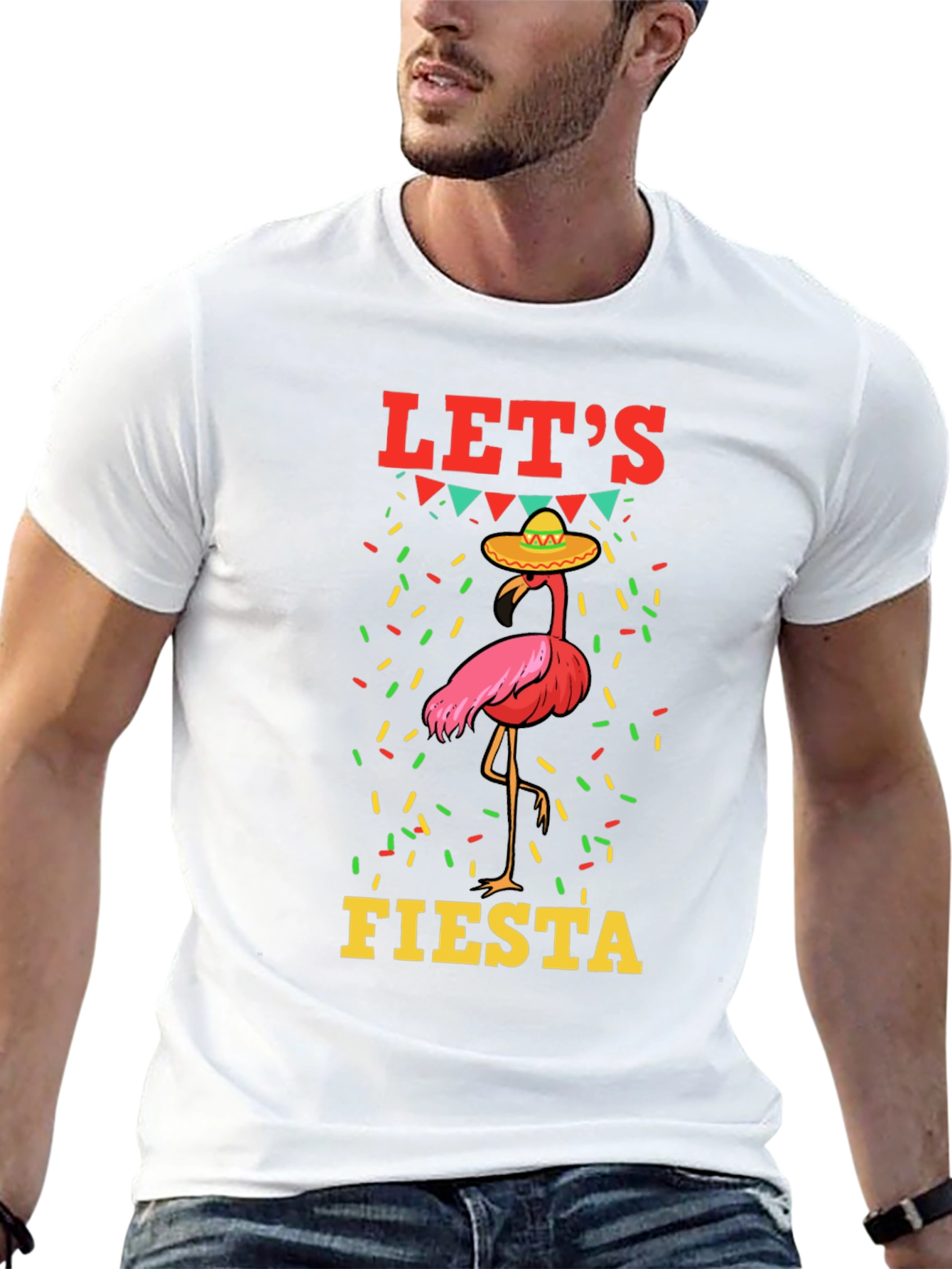 Black Let's Fiesta Flamingo Graphic T-Shirt view 13