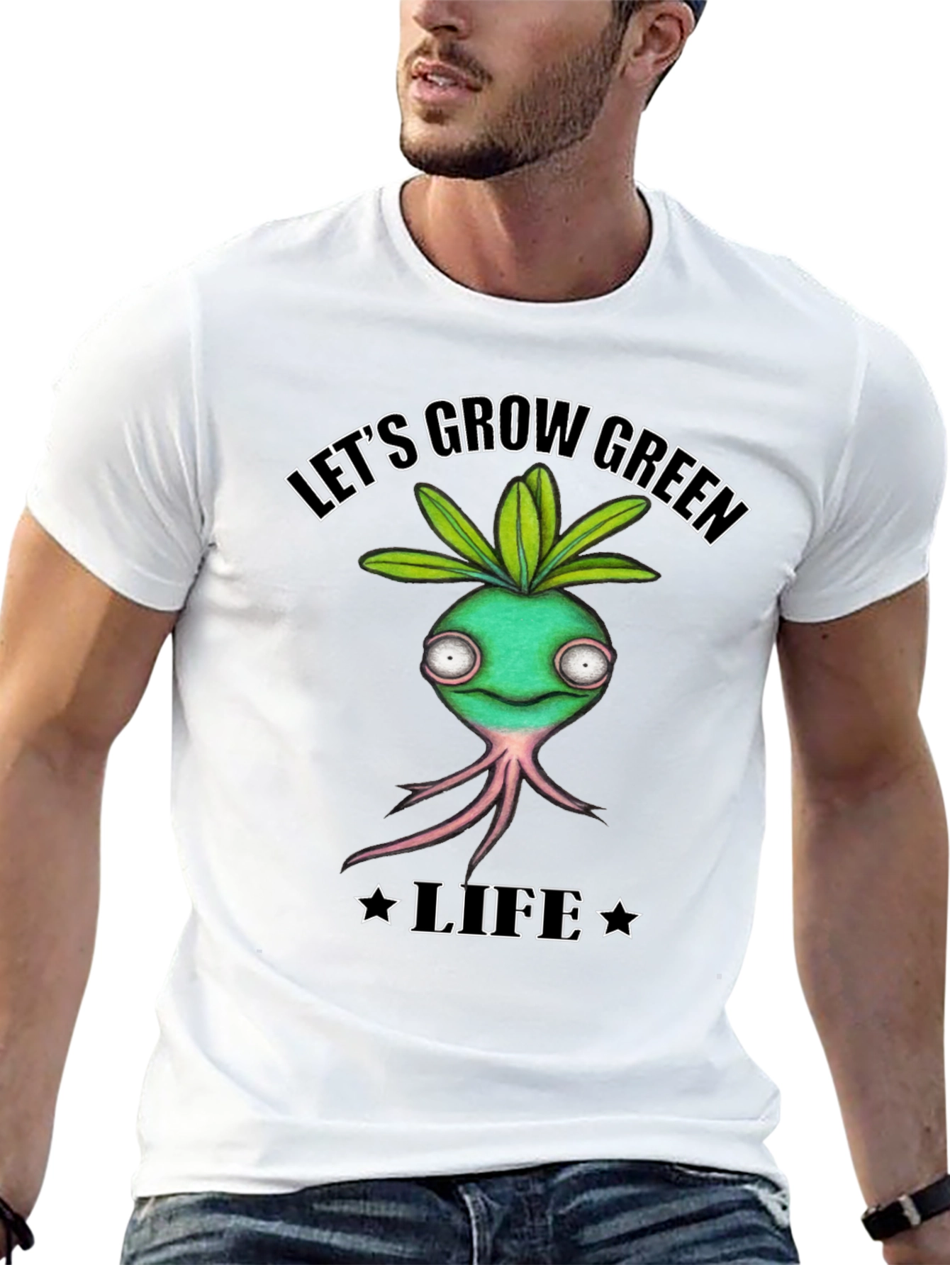 Black Let's Grow Green Life T-Shirt view 13