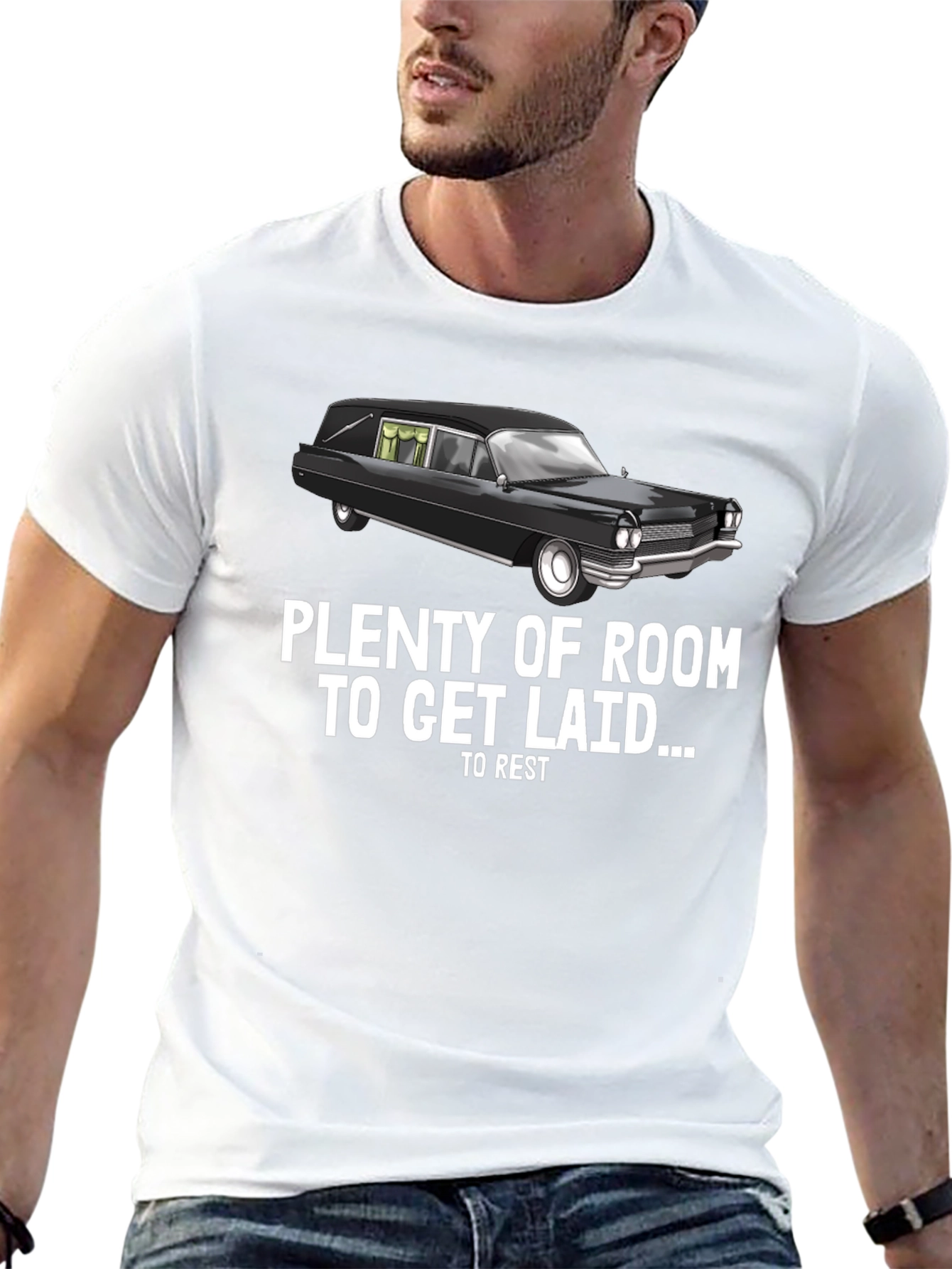 Black Plenty of Room Hearse T-Shirt - Funny Sarcastic Graphic Tee view 13
