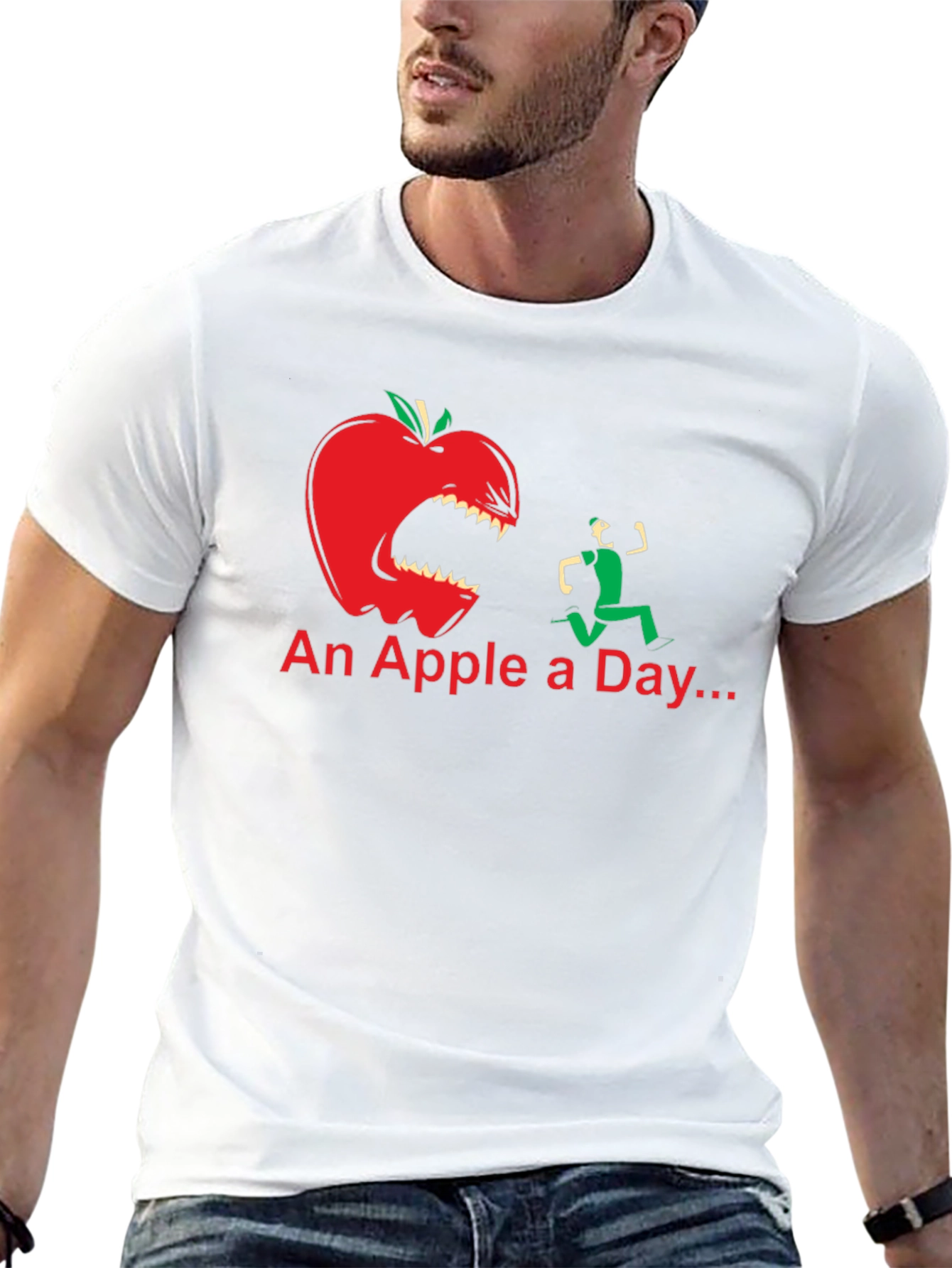 Black An Apple a Day Funny Graphic T-Shirt view 13