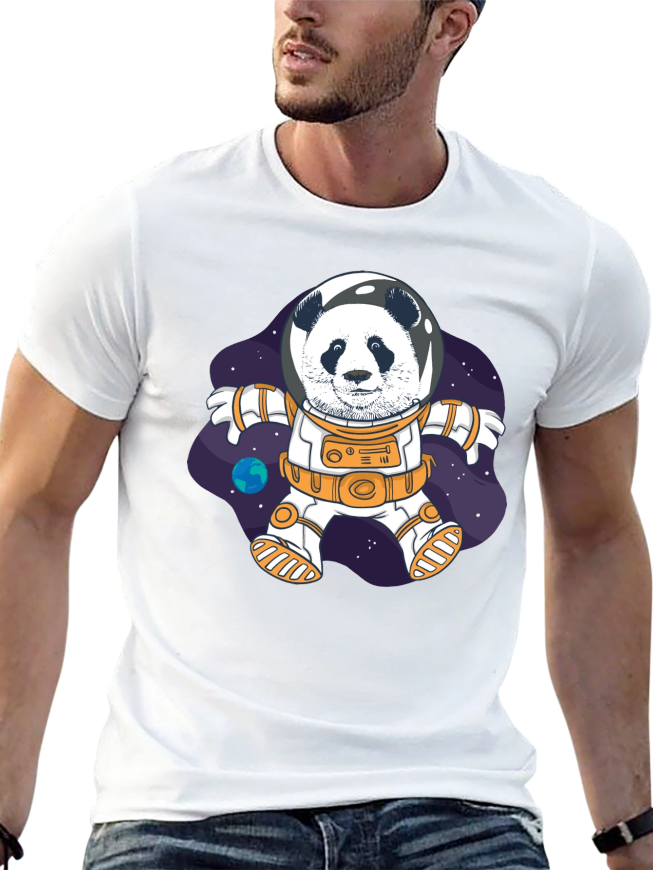 Black Panda Astronaut T-Shirt - Space Explorer Tee view 13