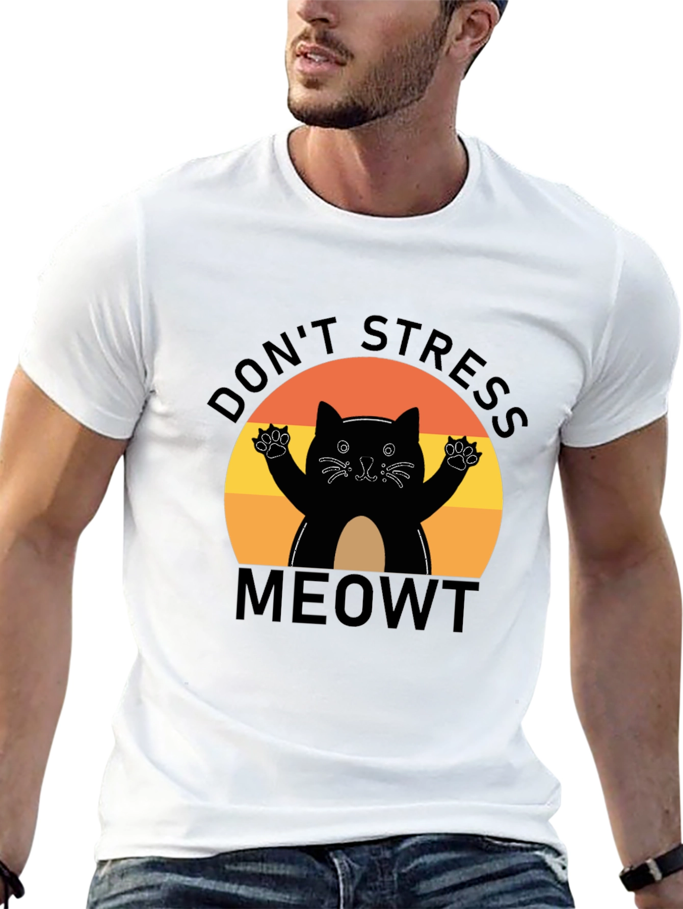 Black Don't Stress Meowt T-Shirt view 13