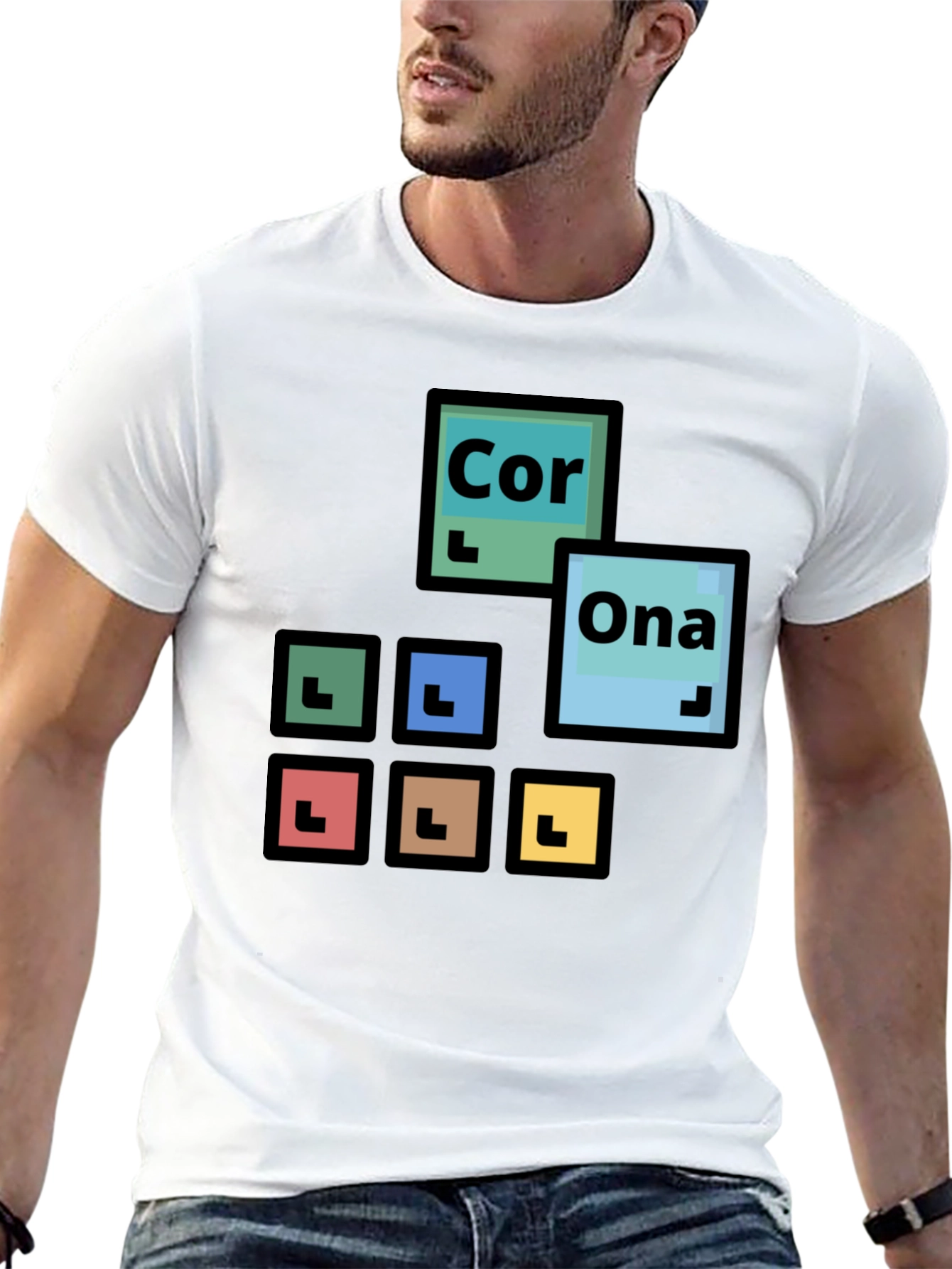 Black Periodic Table Corona T-Shirt - Black Cotton Tee view 13